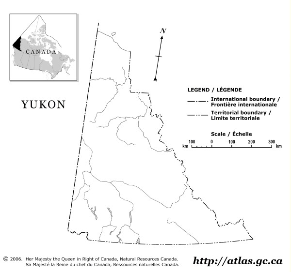 Map Of Yukon Territory. Outline Yukon Map