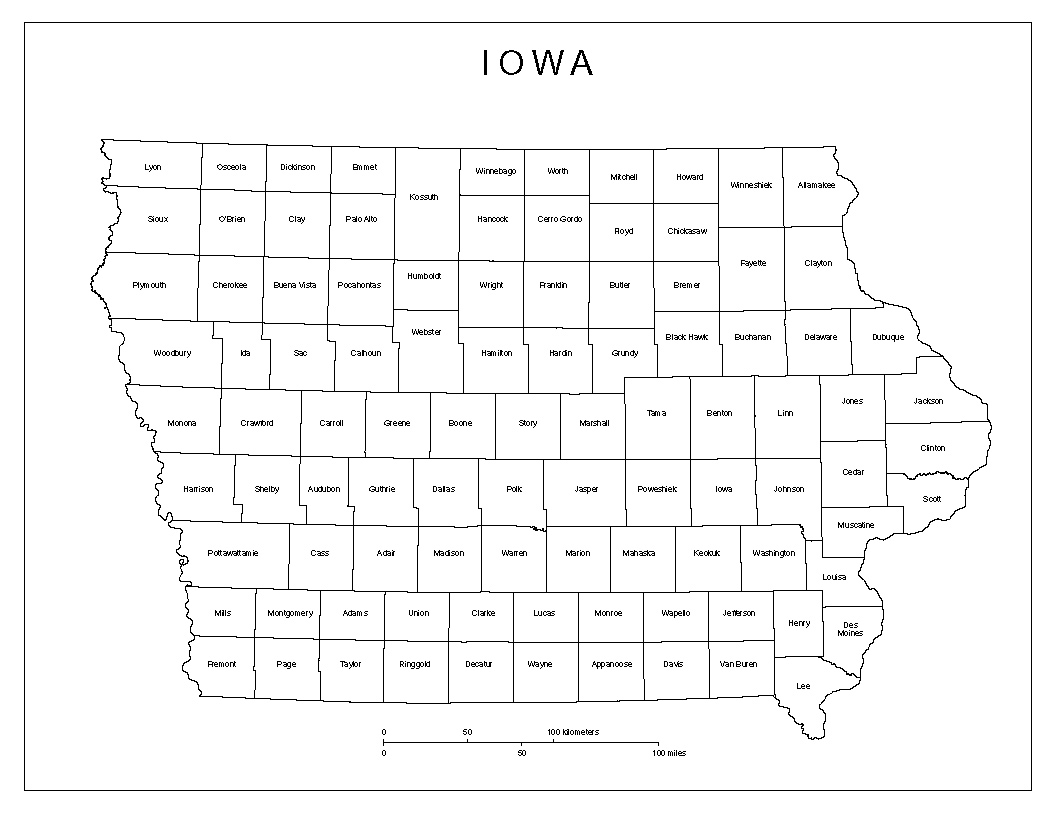 Iowa Labeled Map