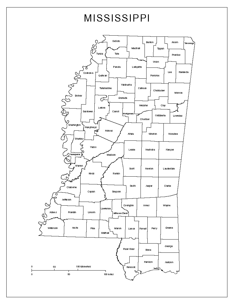 Mississippi Labeled Map