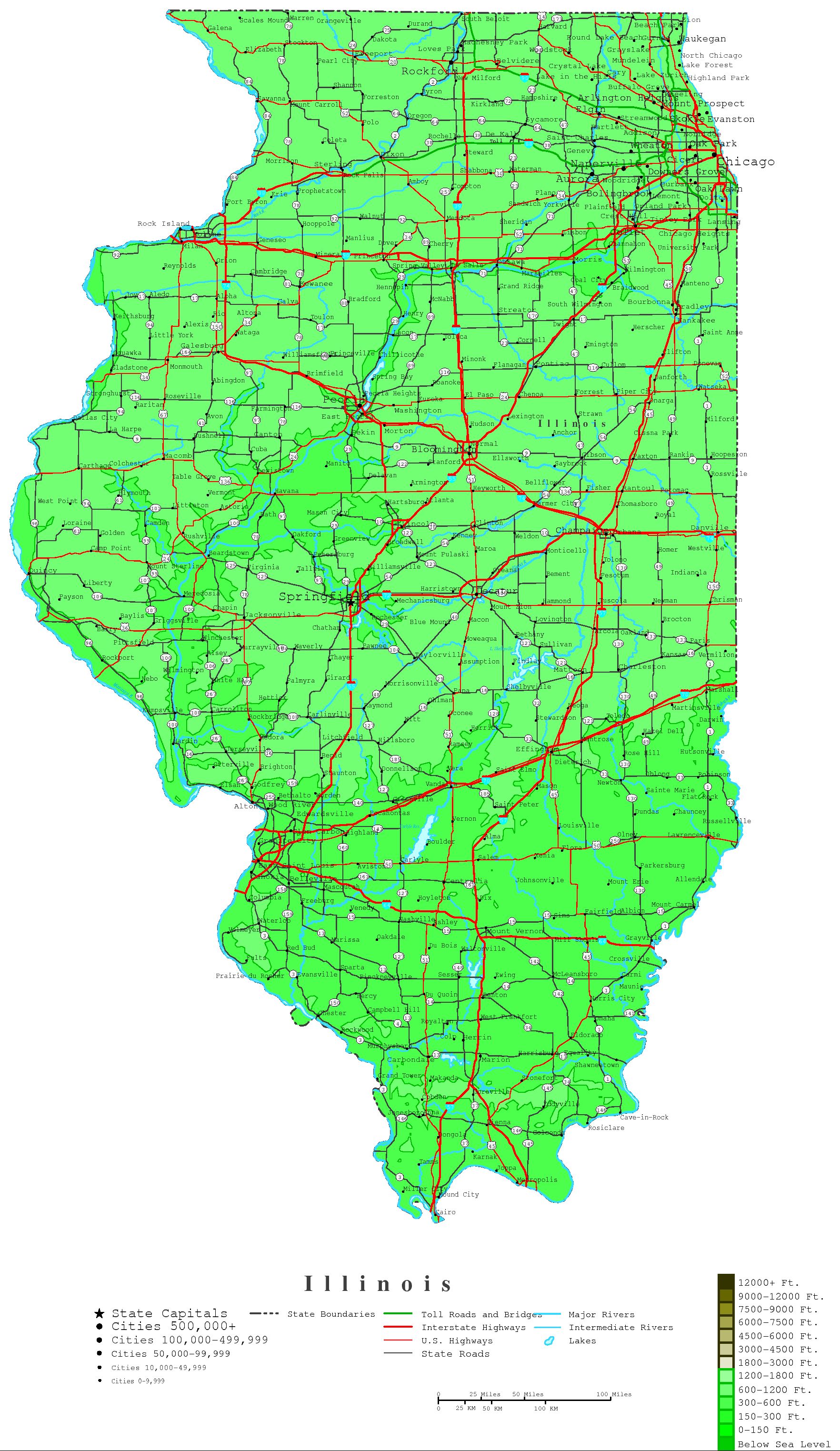 Illinois Contour Map