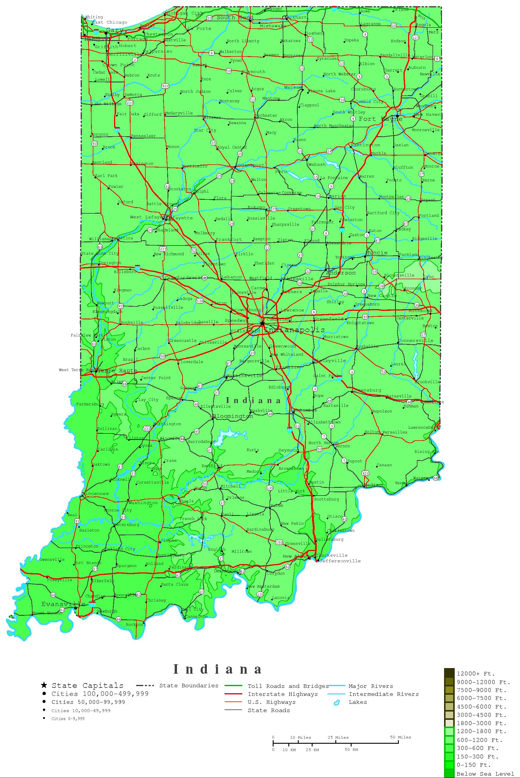 Indiana Contour Map