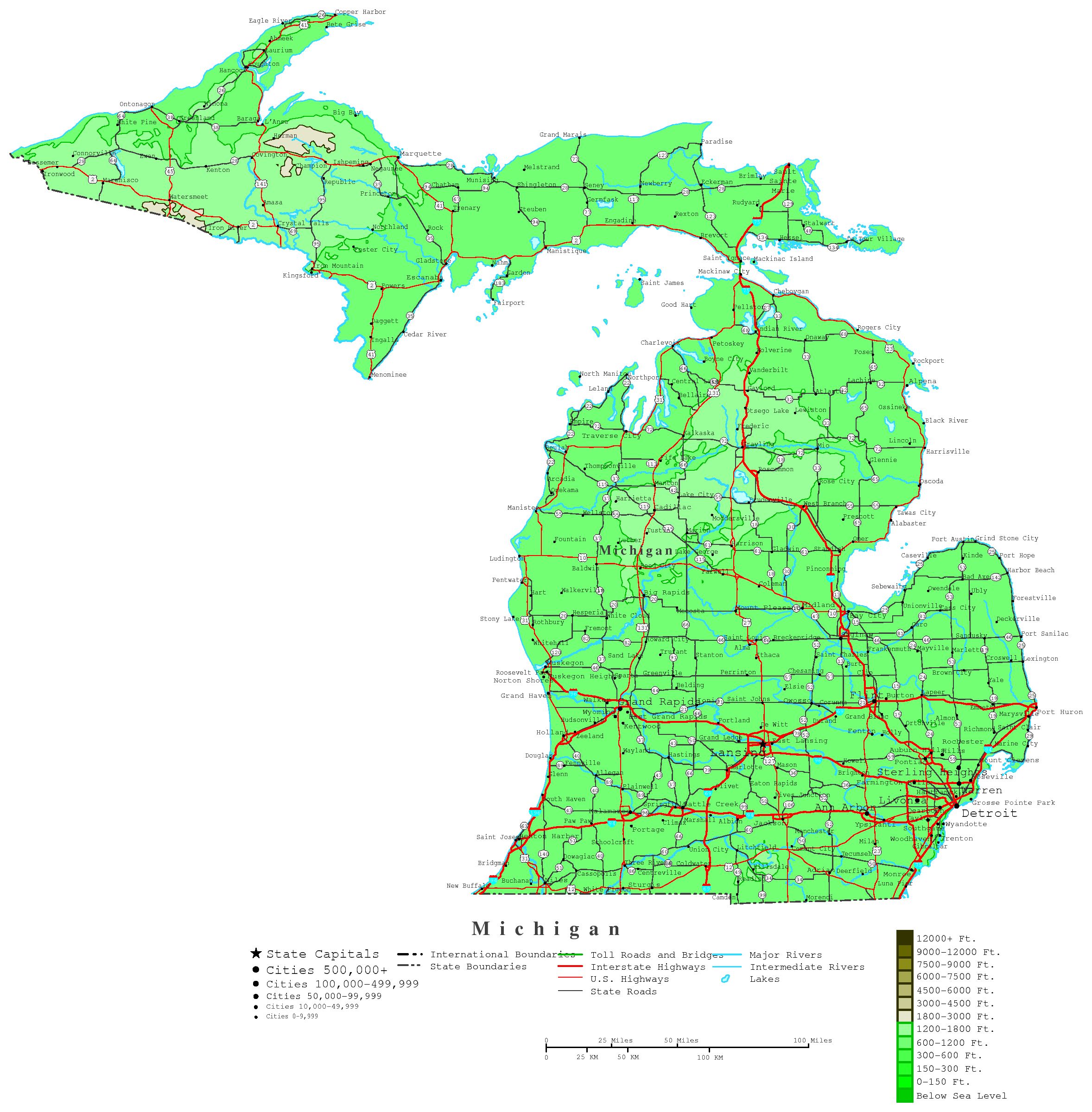 Michigan Contour Map