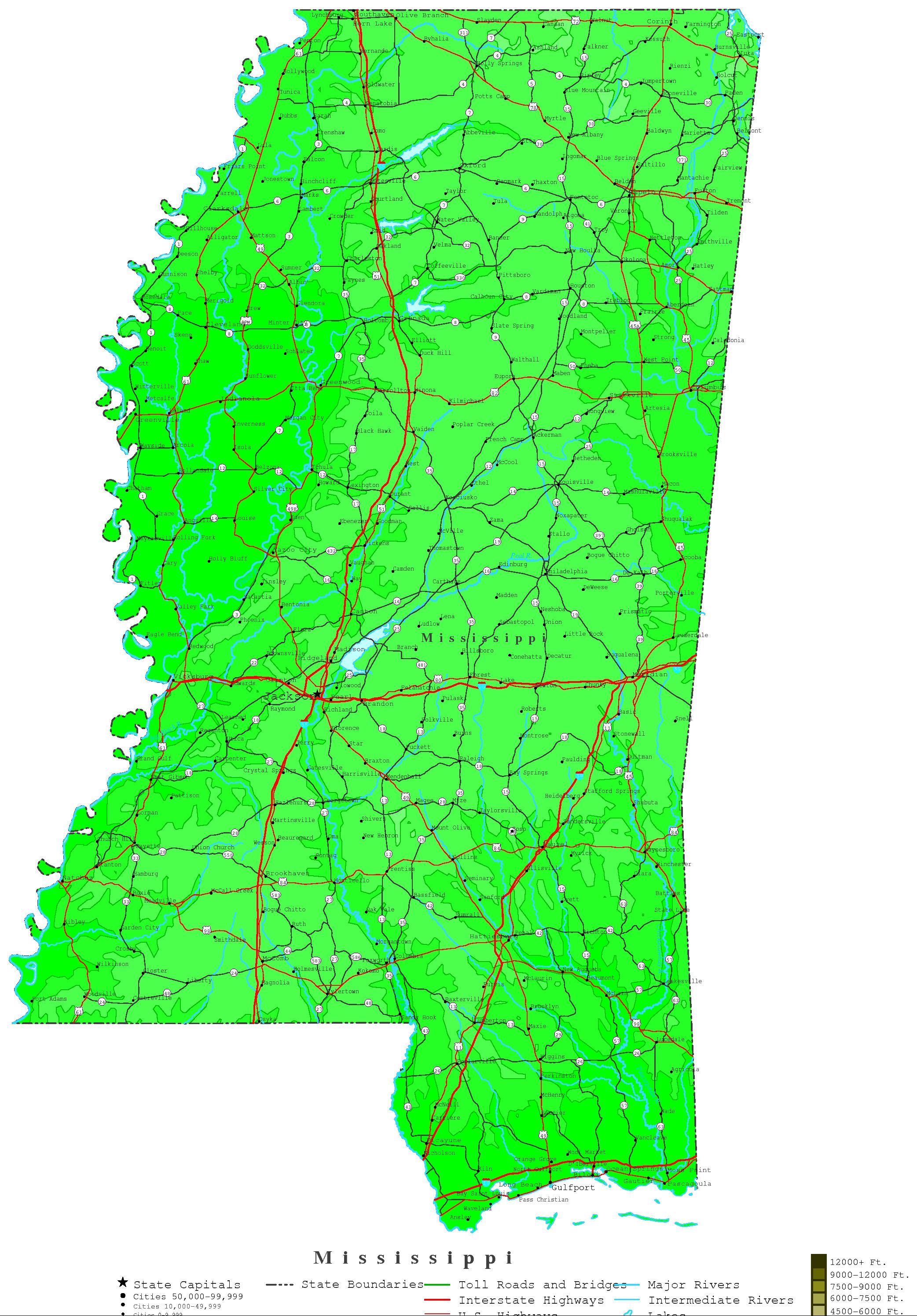 Mississippi USGS topo maps. Click here! contour map of Mississippi state,