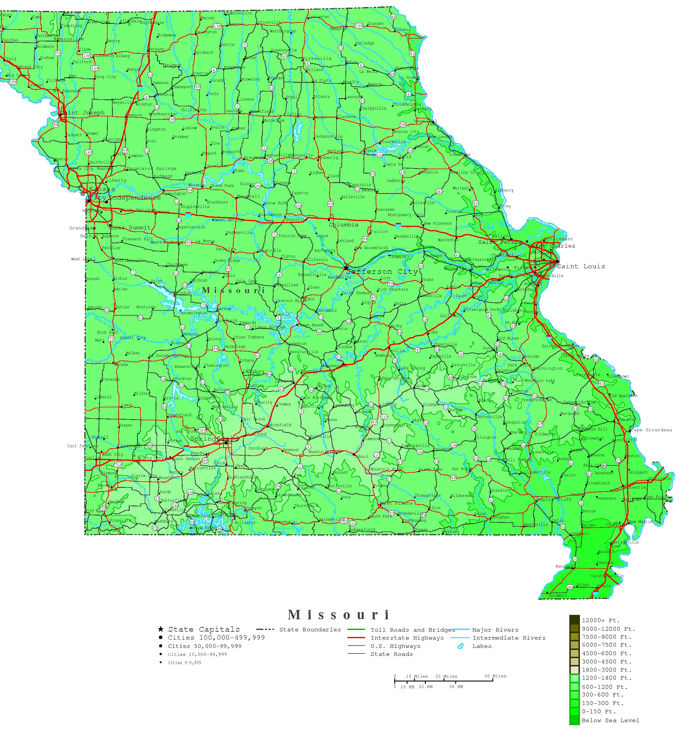 Missouri Contour Map