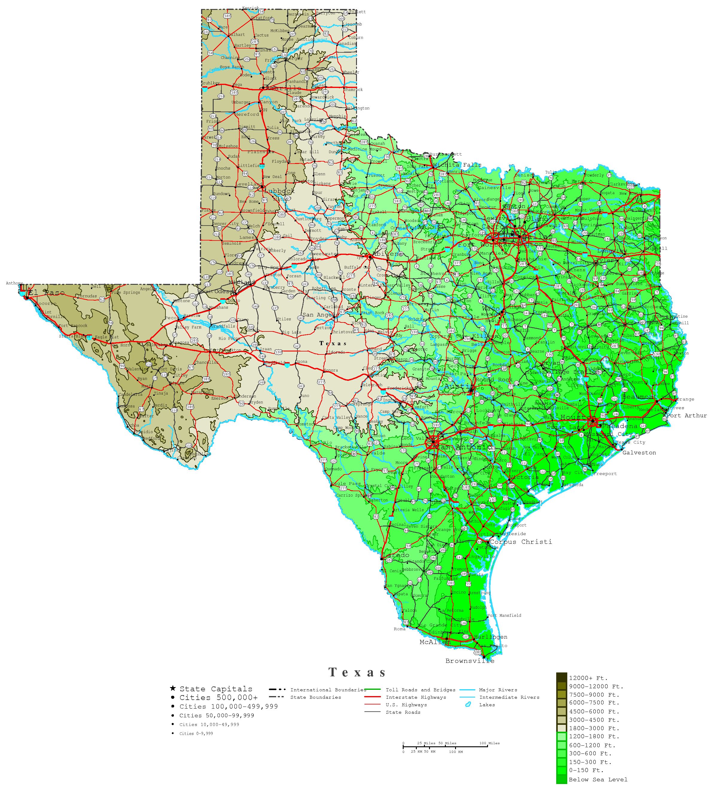 Texas Contour Map