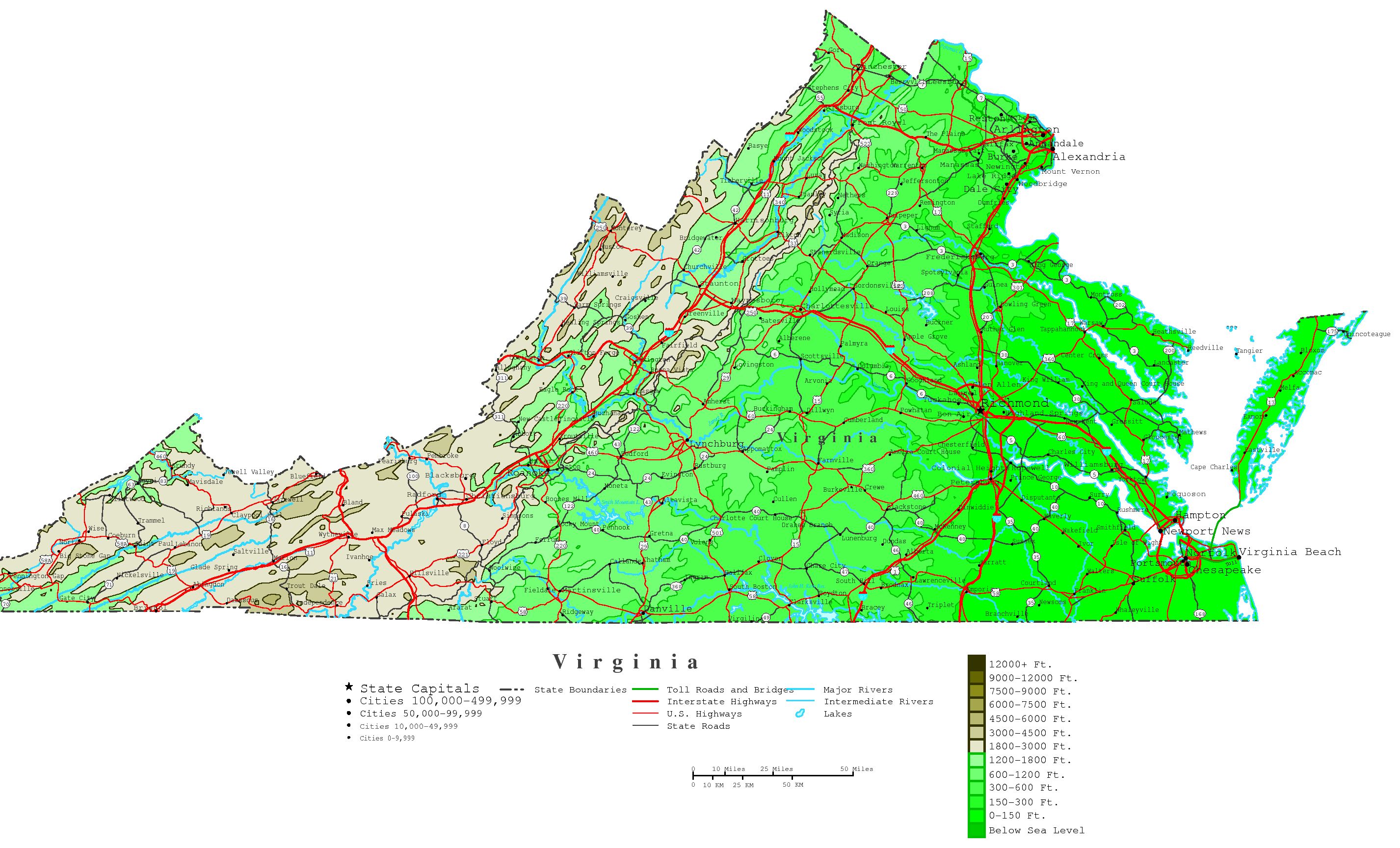 Virginia Contour Map