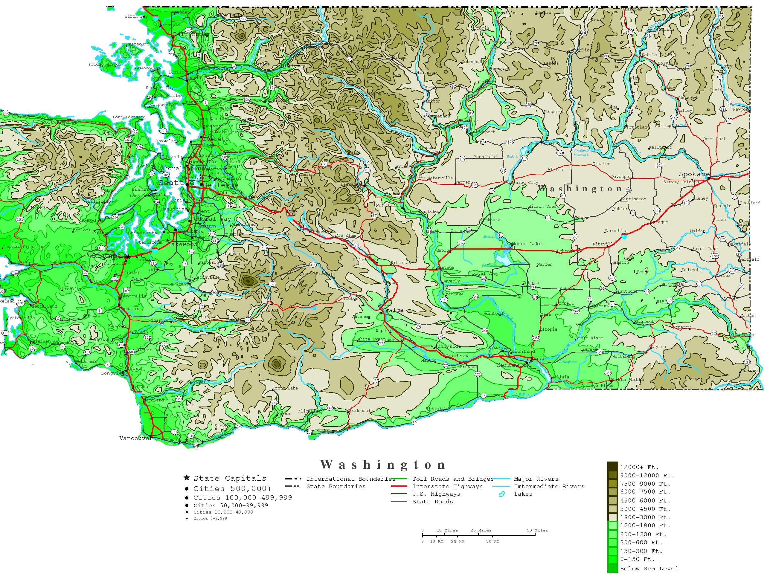 Washington Contour Map