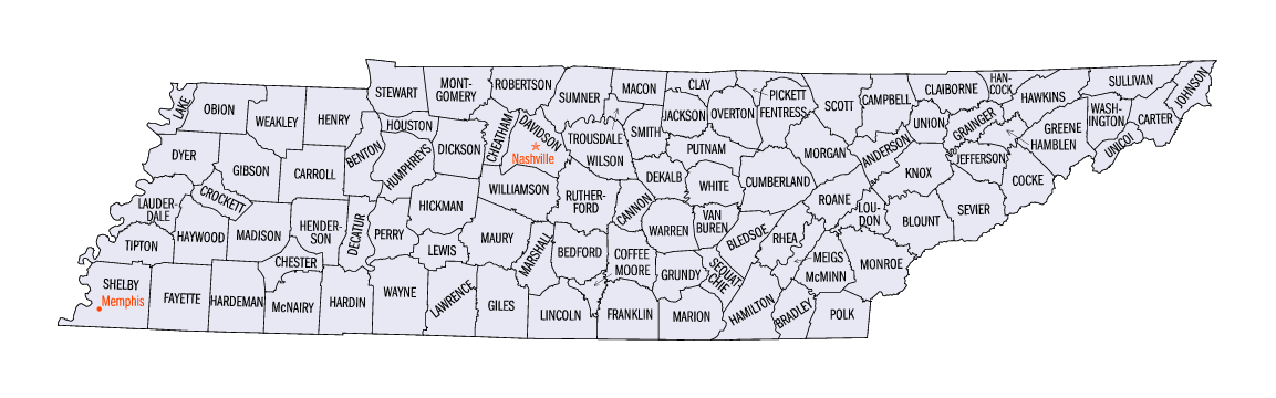 Tennessee County Map