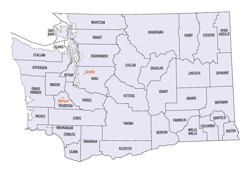Image result for map of wa state with counties