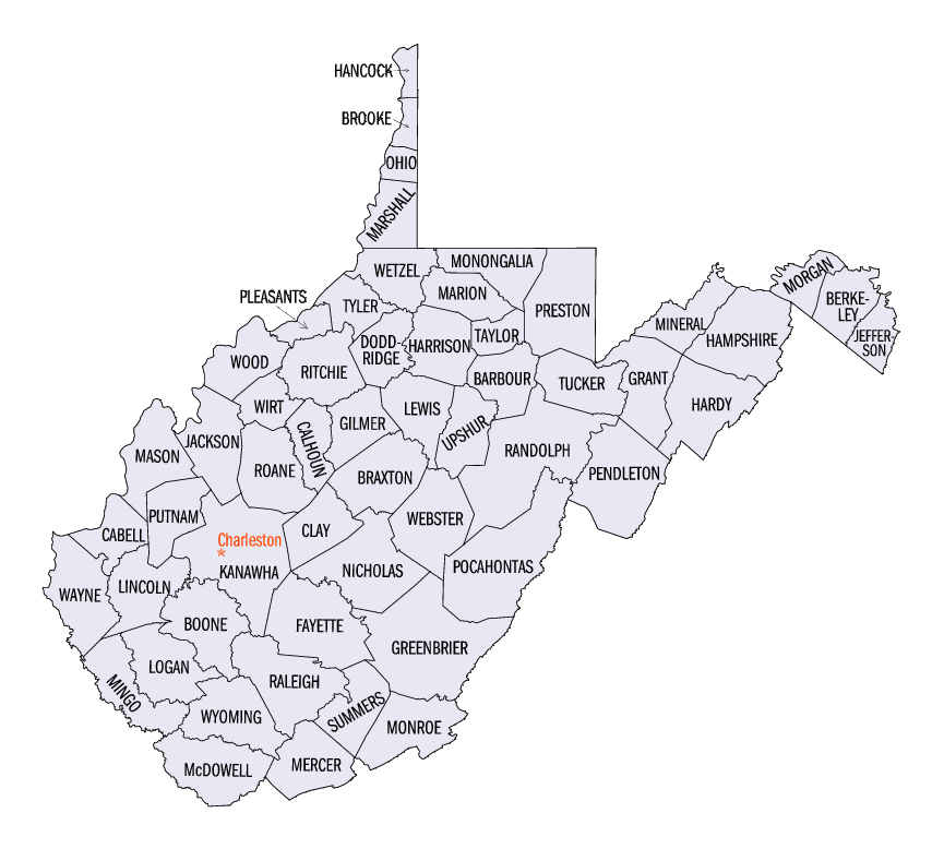 wv county map. County West Virginia Map