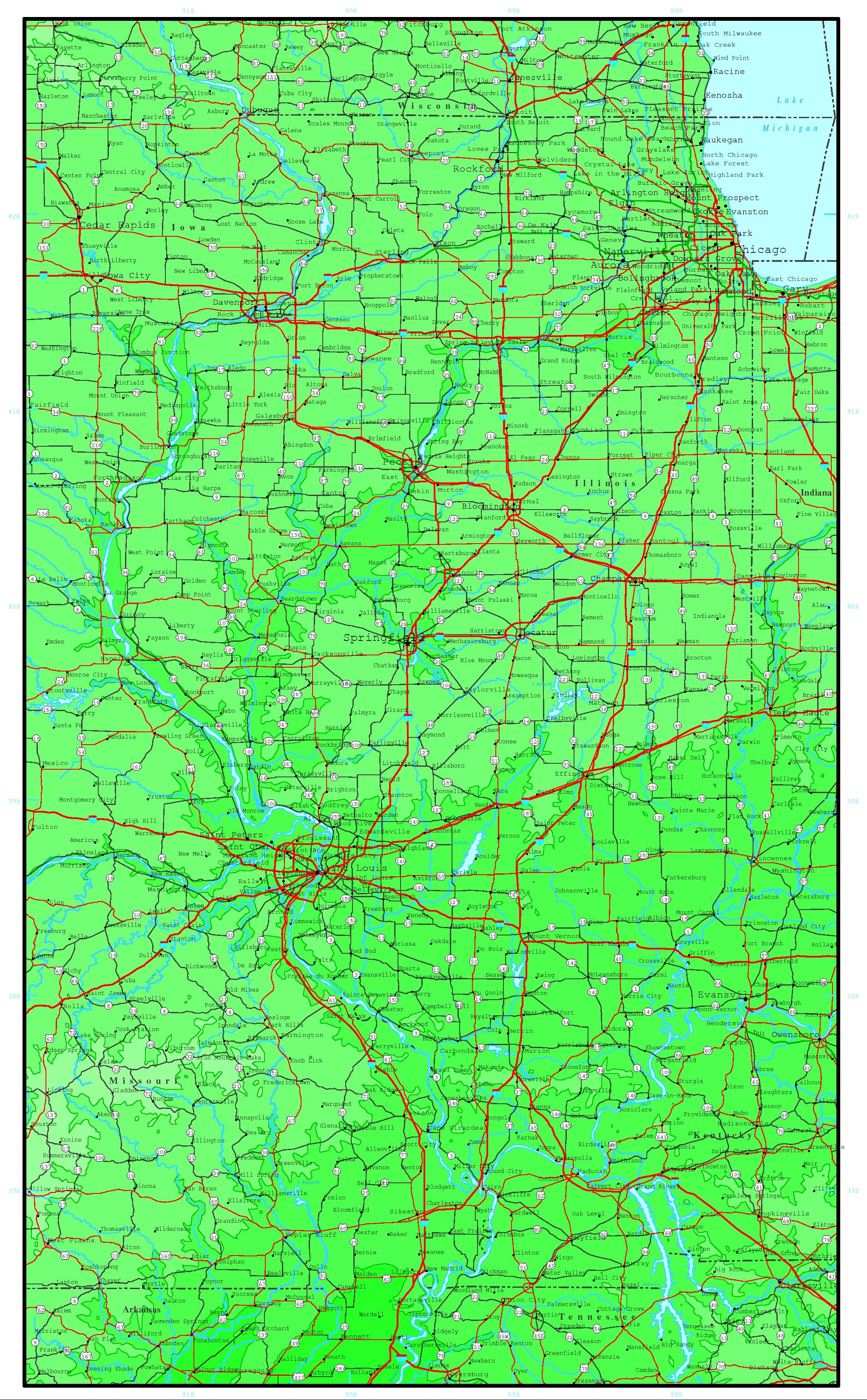 Illinois Elevation Map