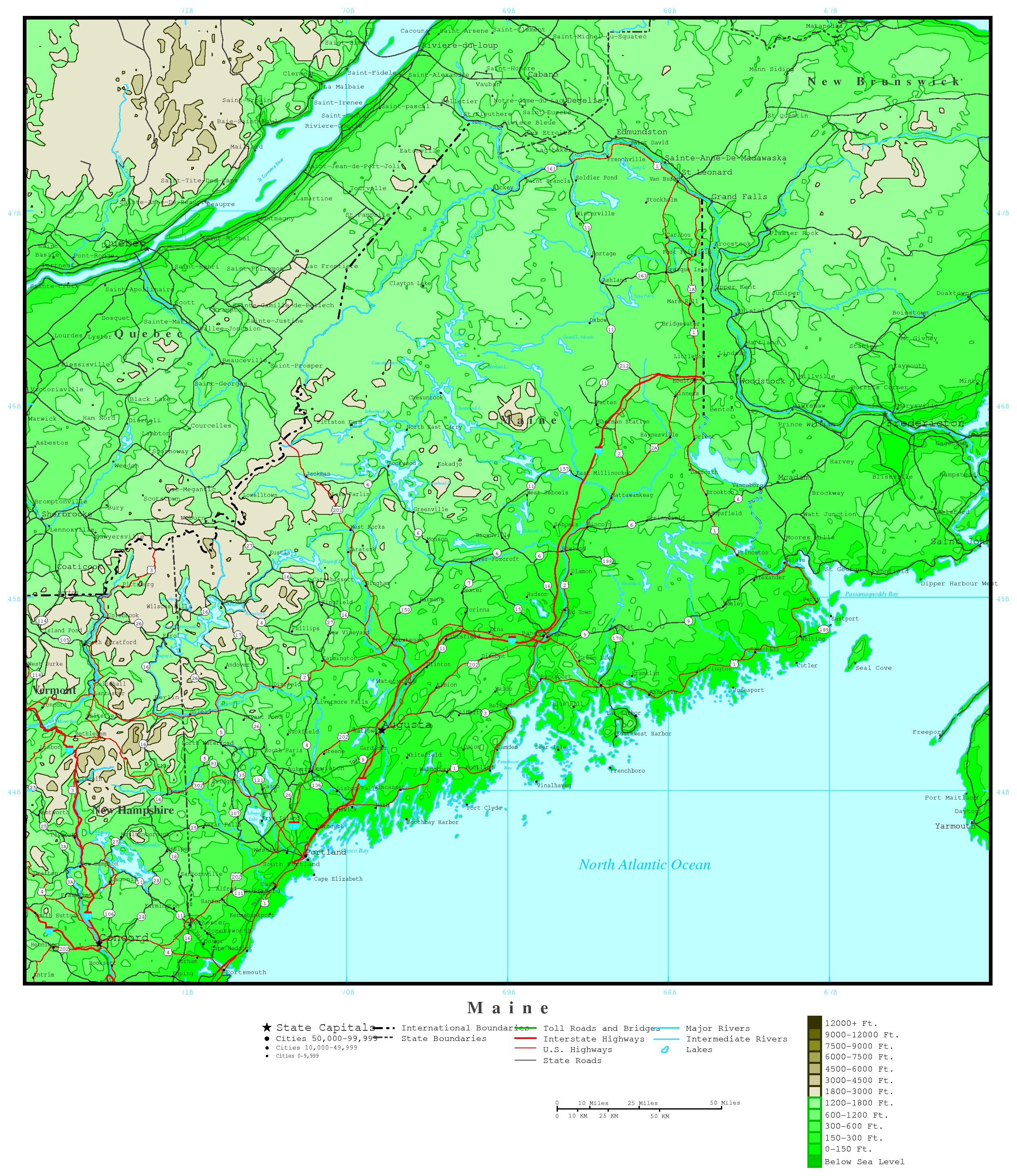 Maine Elevation Map