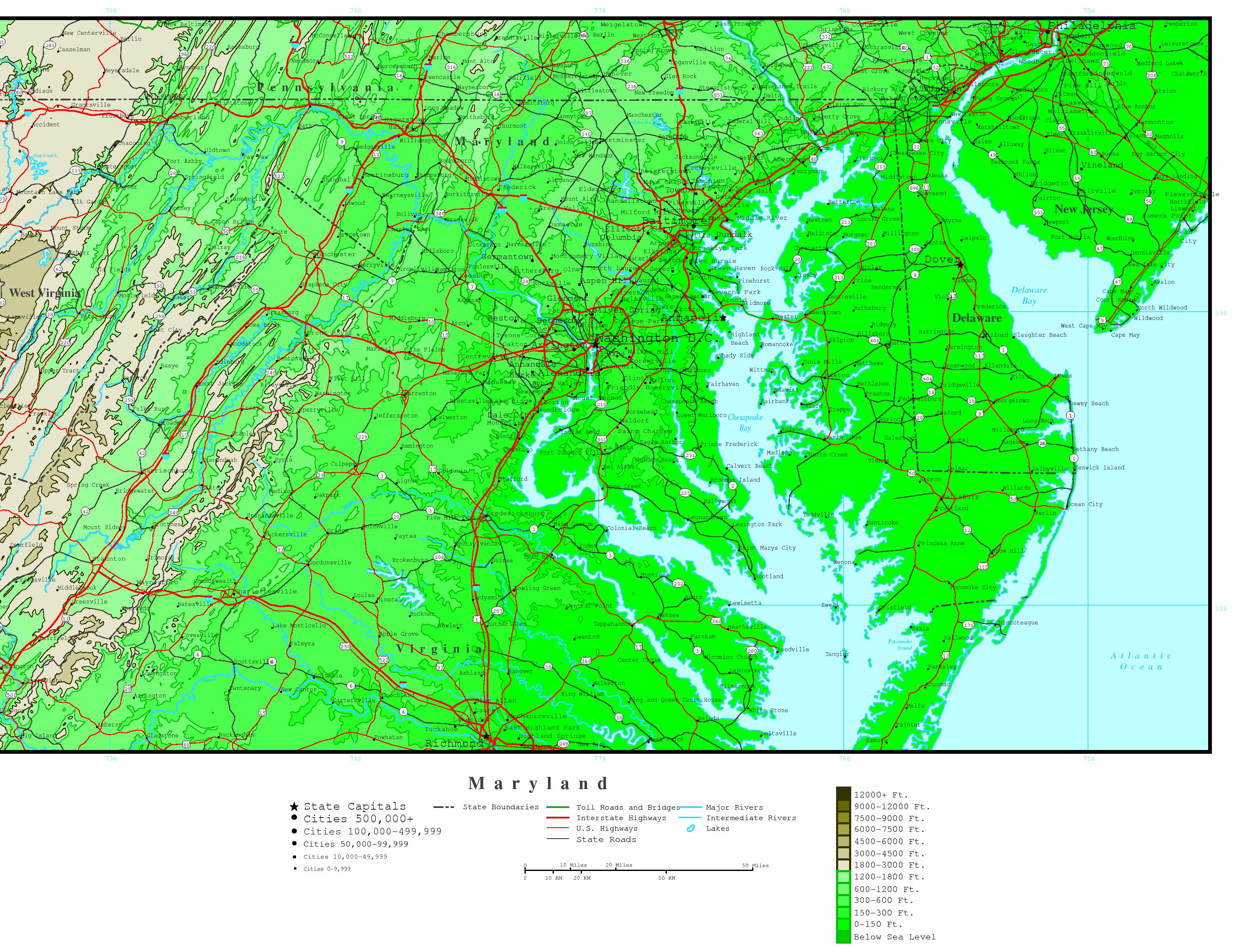 Maryland Elevation Map