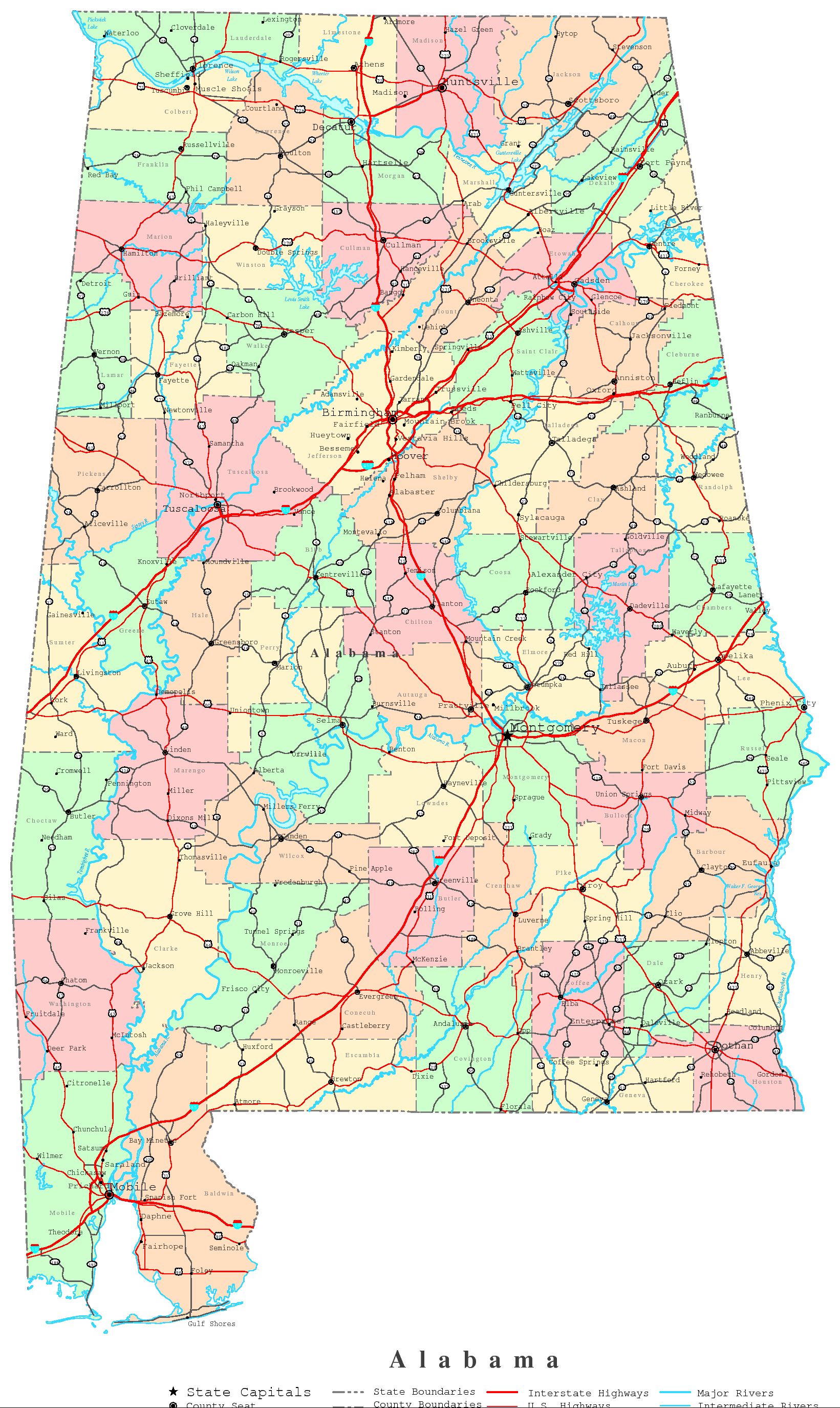 Alabama Printable Map