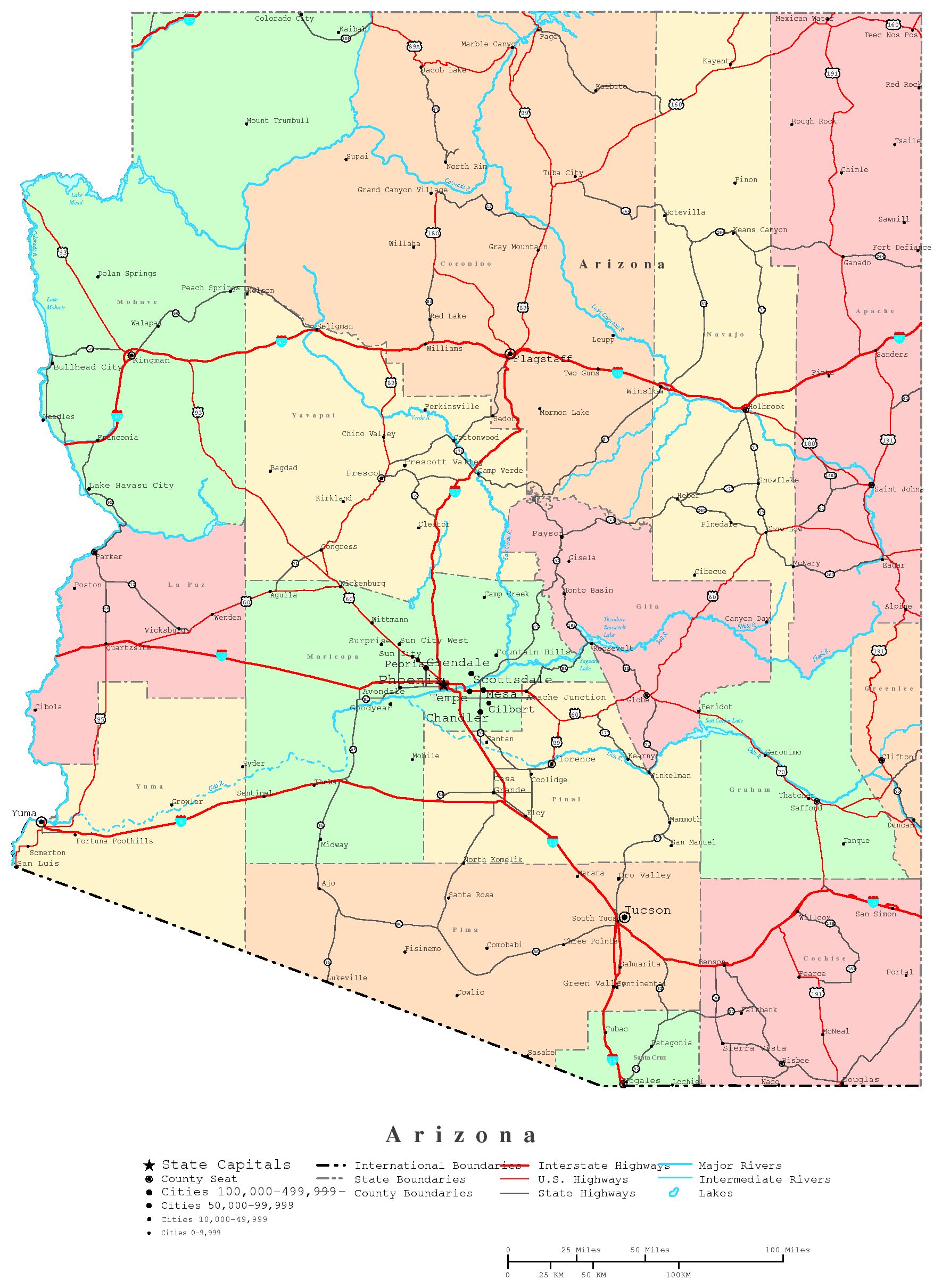 Arizona Printable Map
