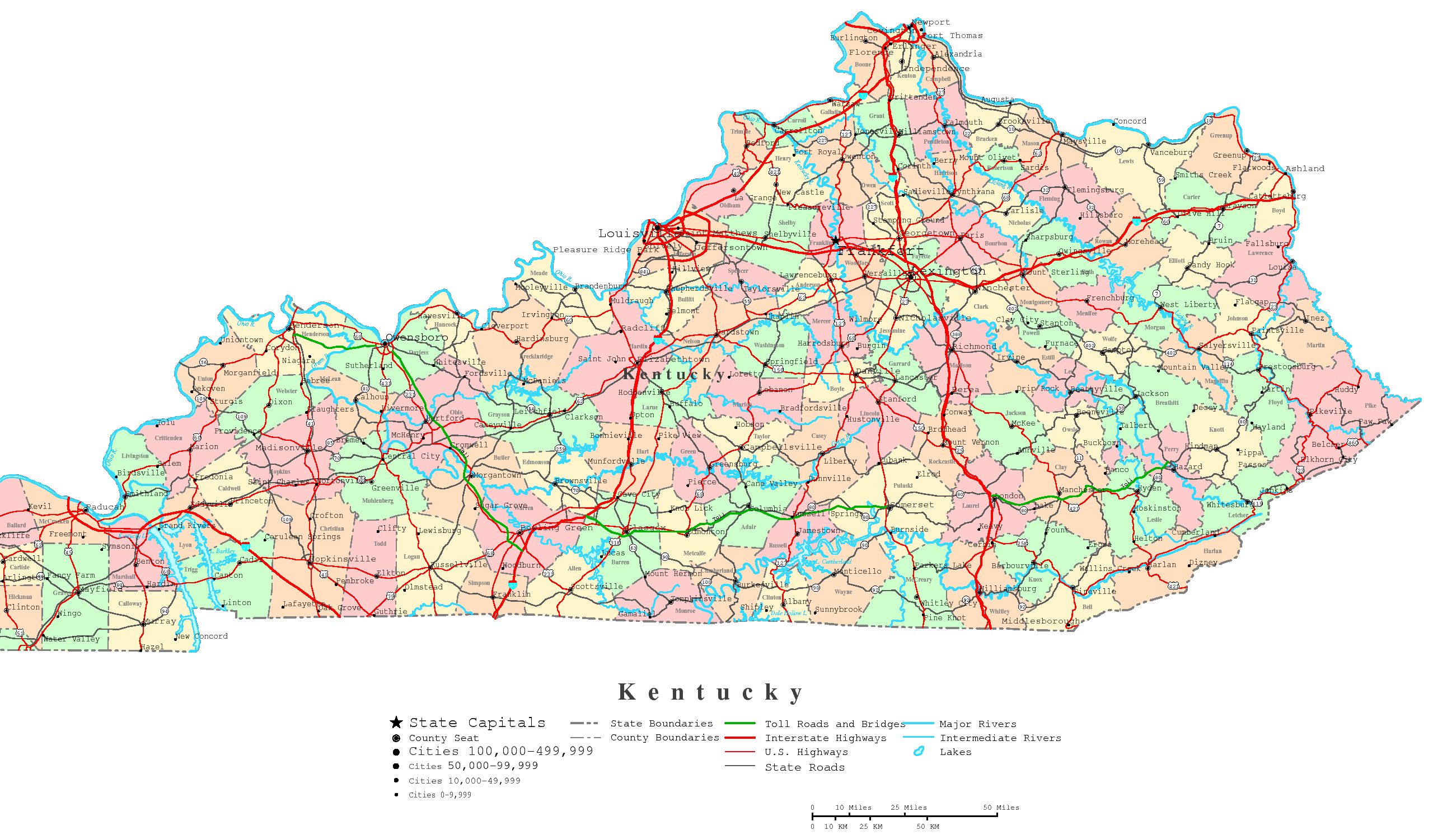 Kentucky Printable Map