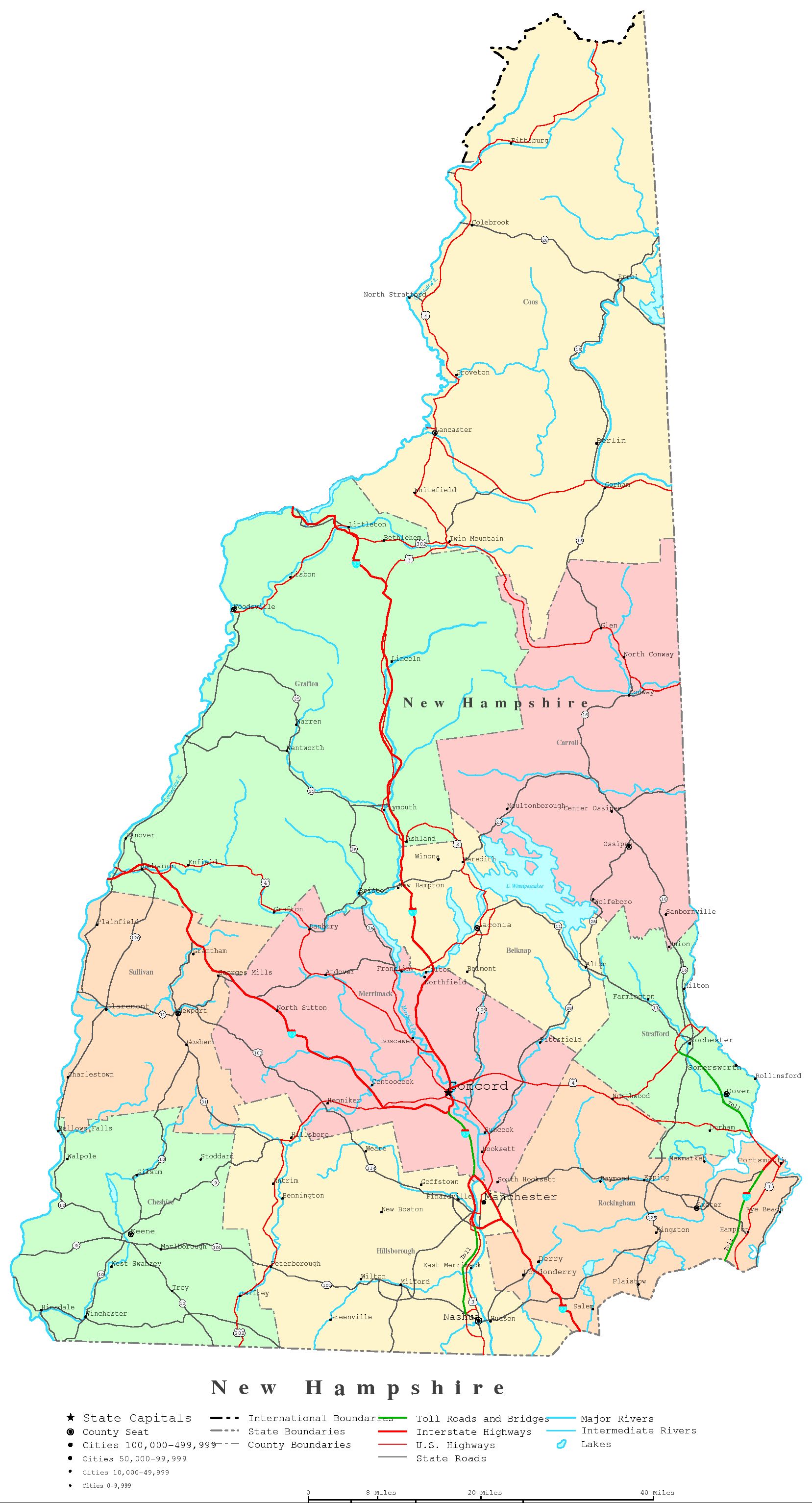 New Hampshire Printable Map