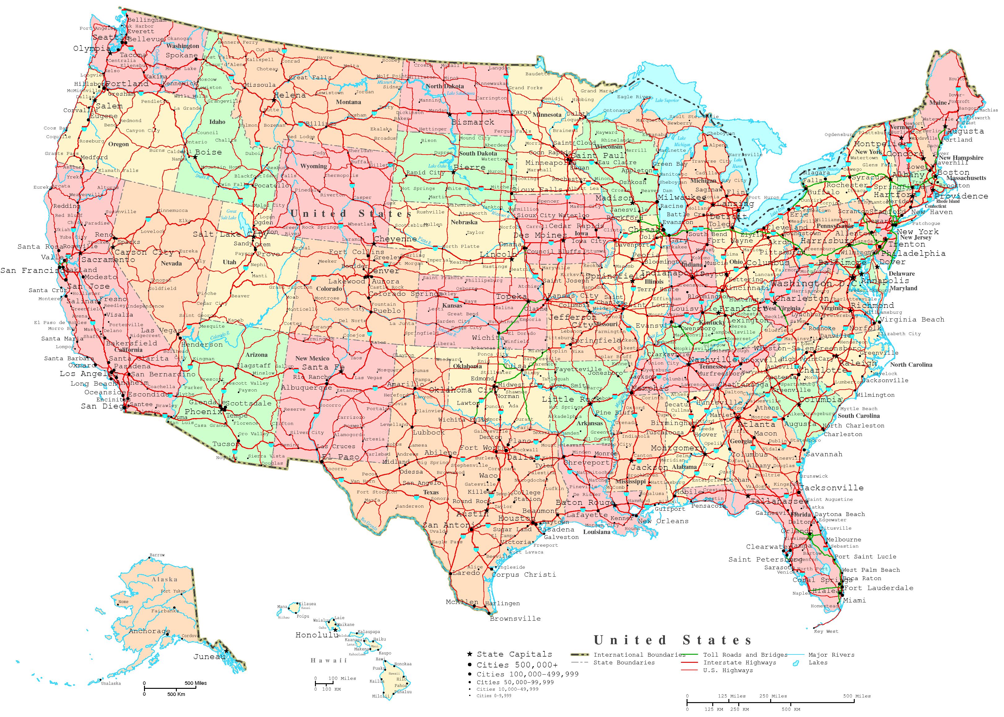 Us Maps With States Cities And Capitals Whatsanswer