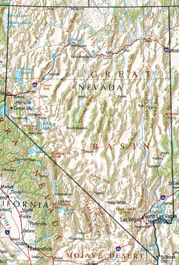 las vegas nevada map. Reference Nevada Map