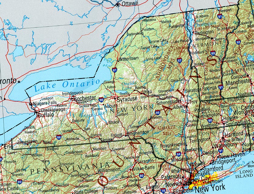 map of new york state outline. geography Map of NY State