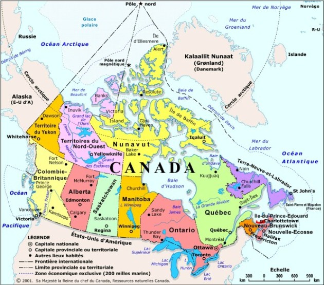 political map of us and canada. Canada Political Map