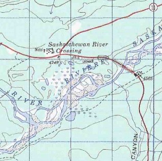 topo map of Saskatchewan River Crossing