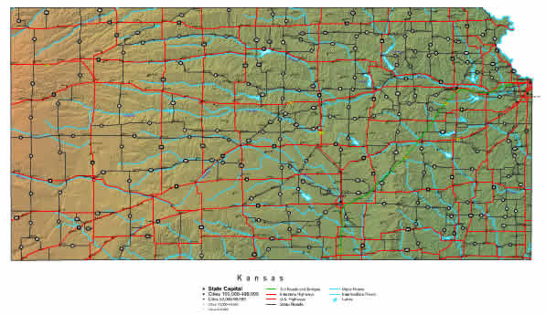 State Road Map of Kansas