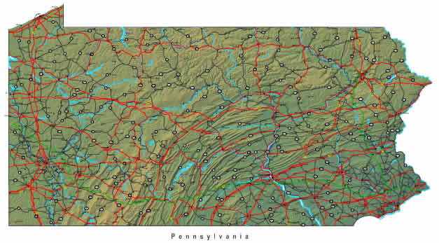 map of pennsylvania. pa travel of manzano map