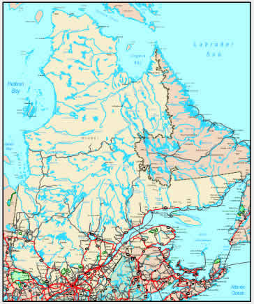 map of quebec province with cities