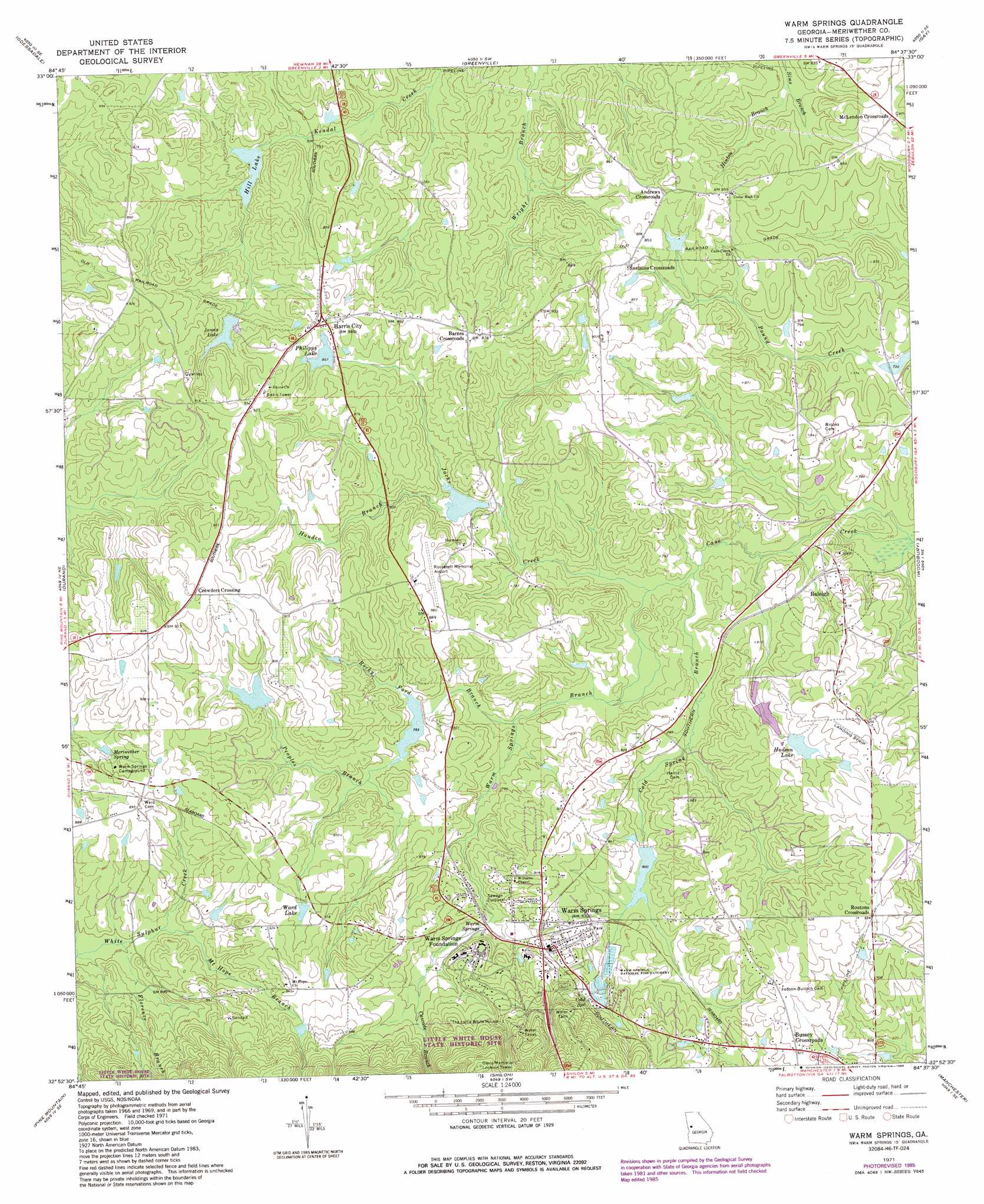 Warm Springs topographic map, GA - USGS Topo Quad 32084h6