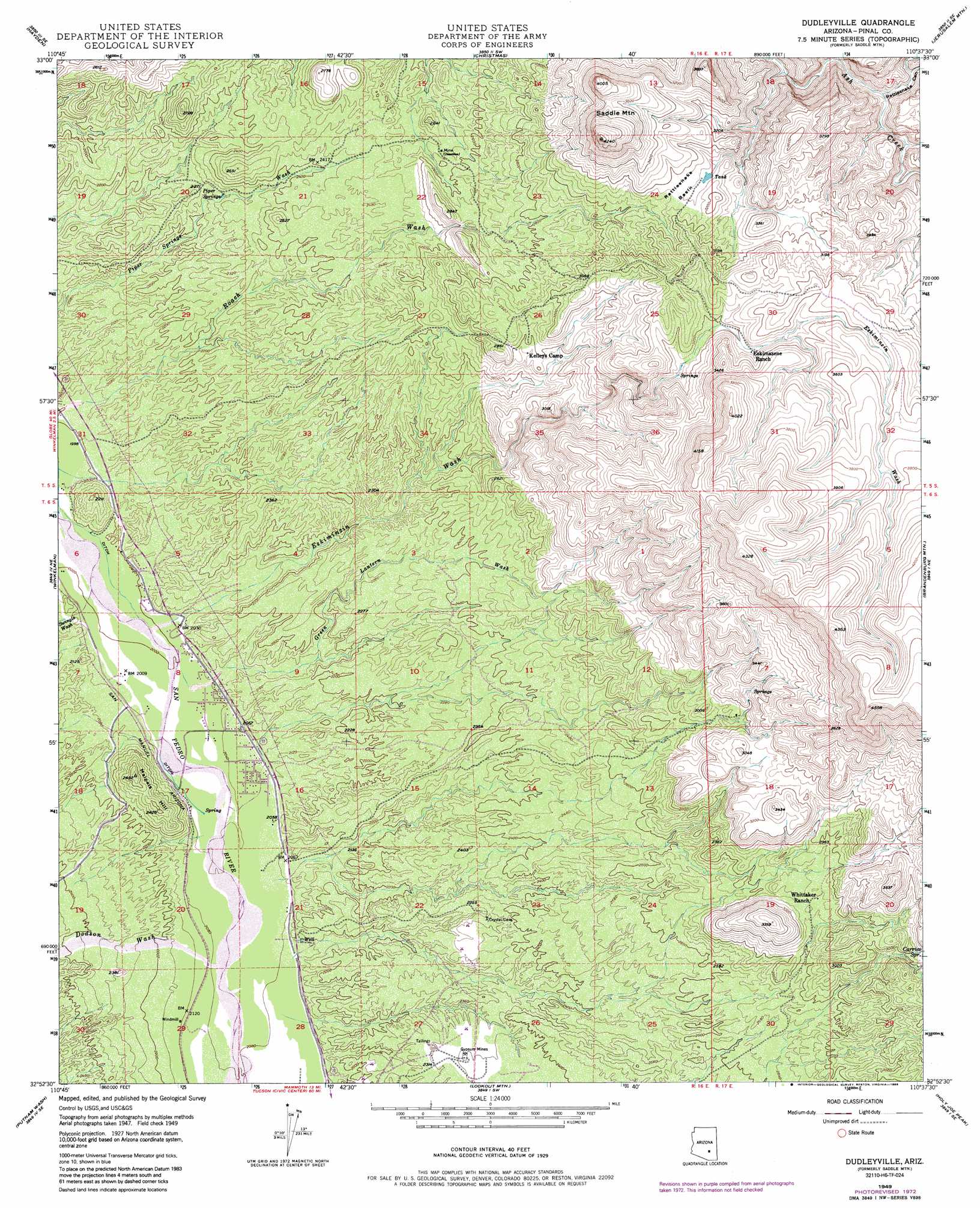 Dudleyville topographic map, AZ - USGS Topo Quad 32110h6