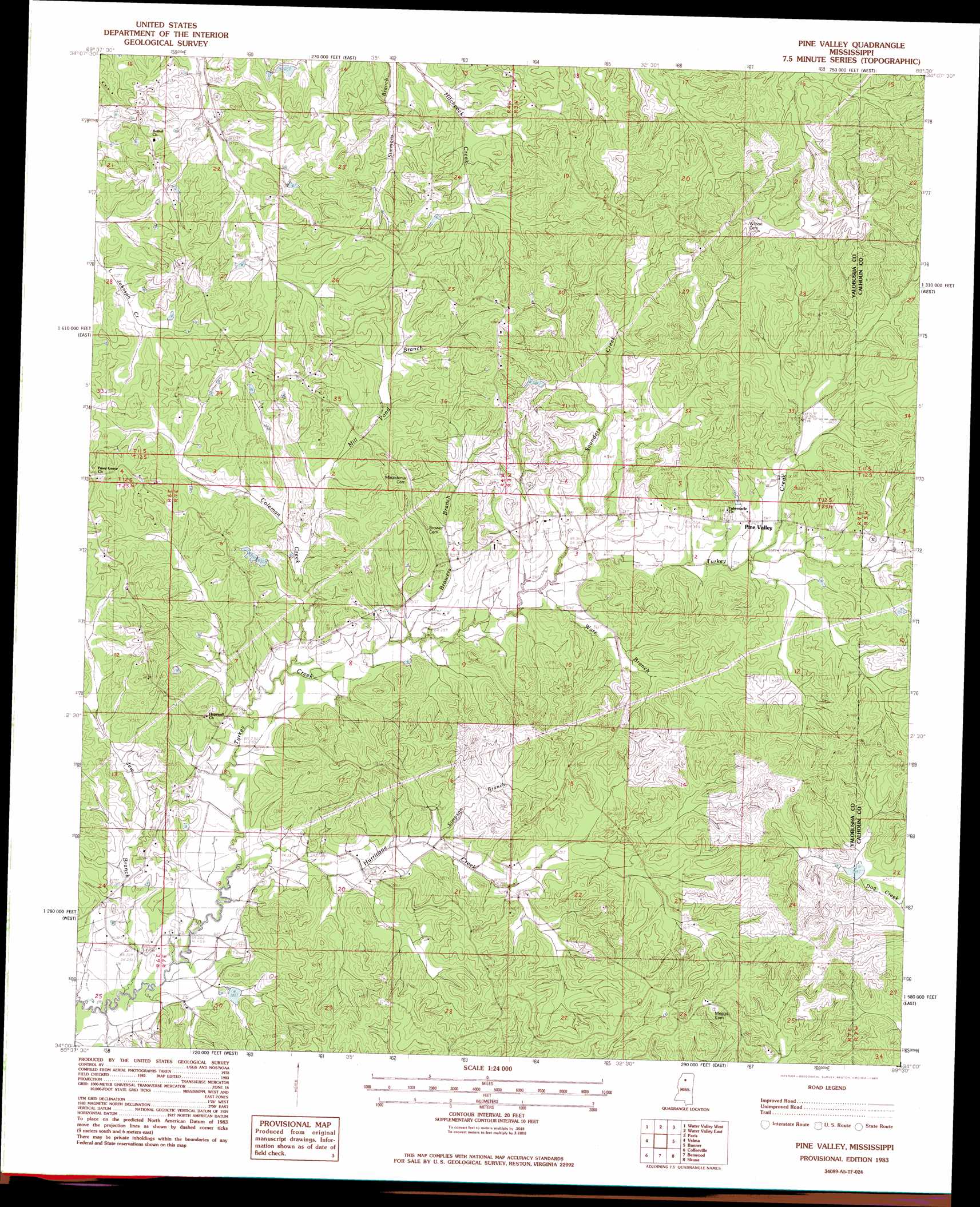Pine Valley topographic map, MS - USGS Topo Quad 34089a5