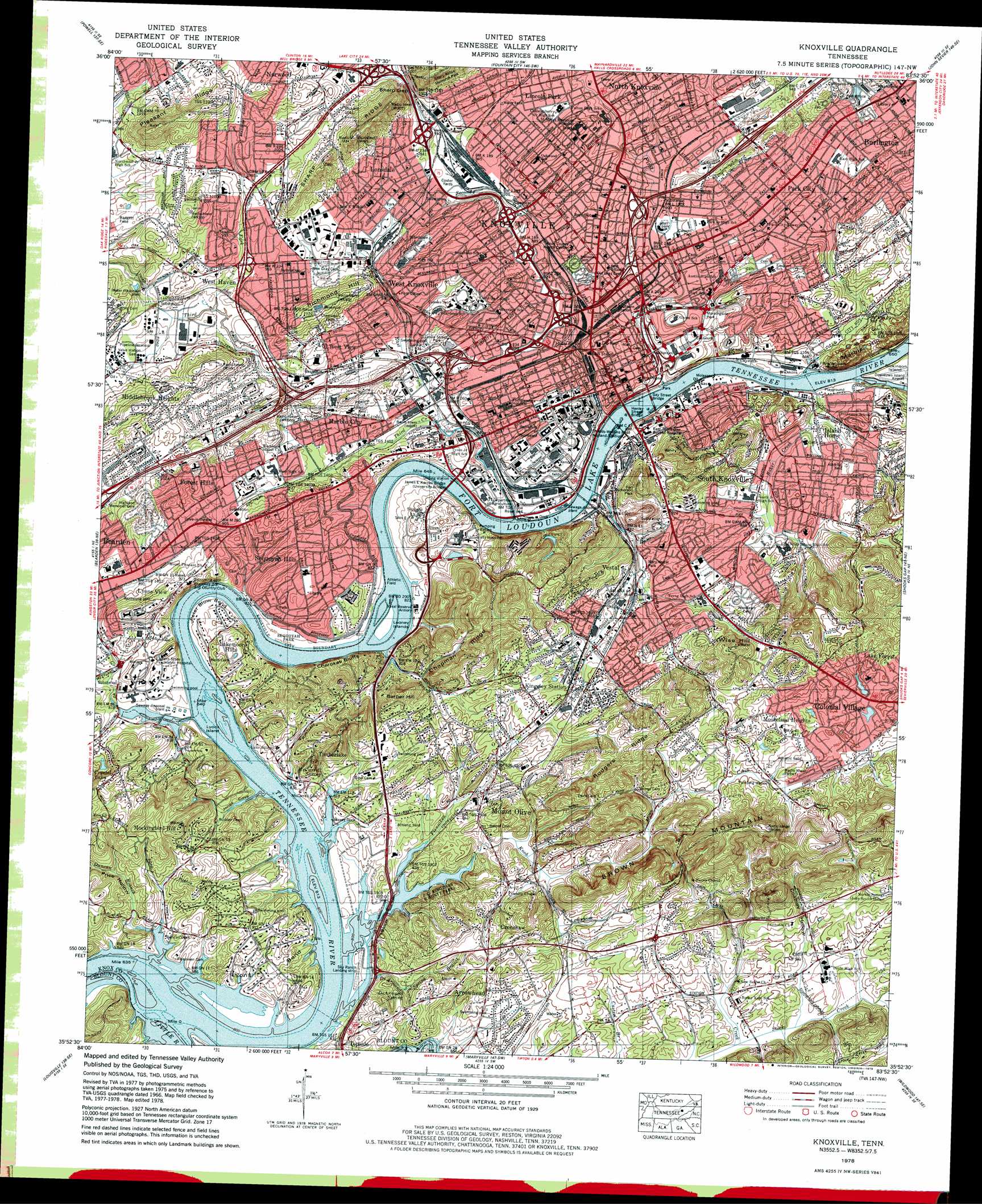 Knoxville topographic map, TN - USGS Topo Quad 35083h8