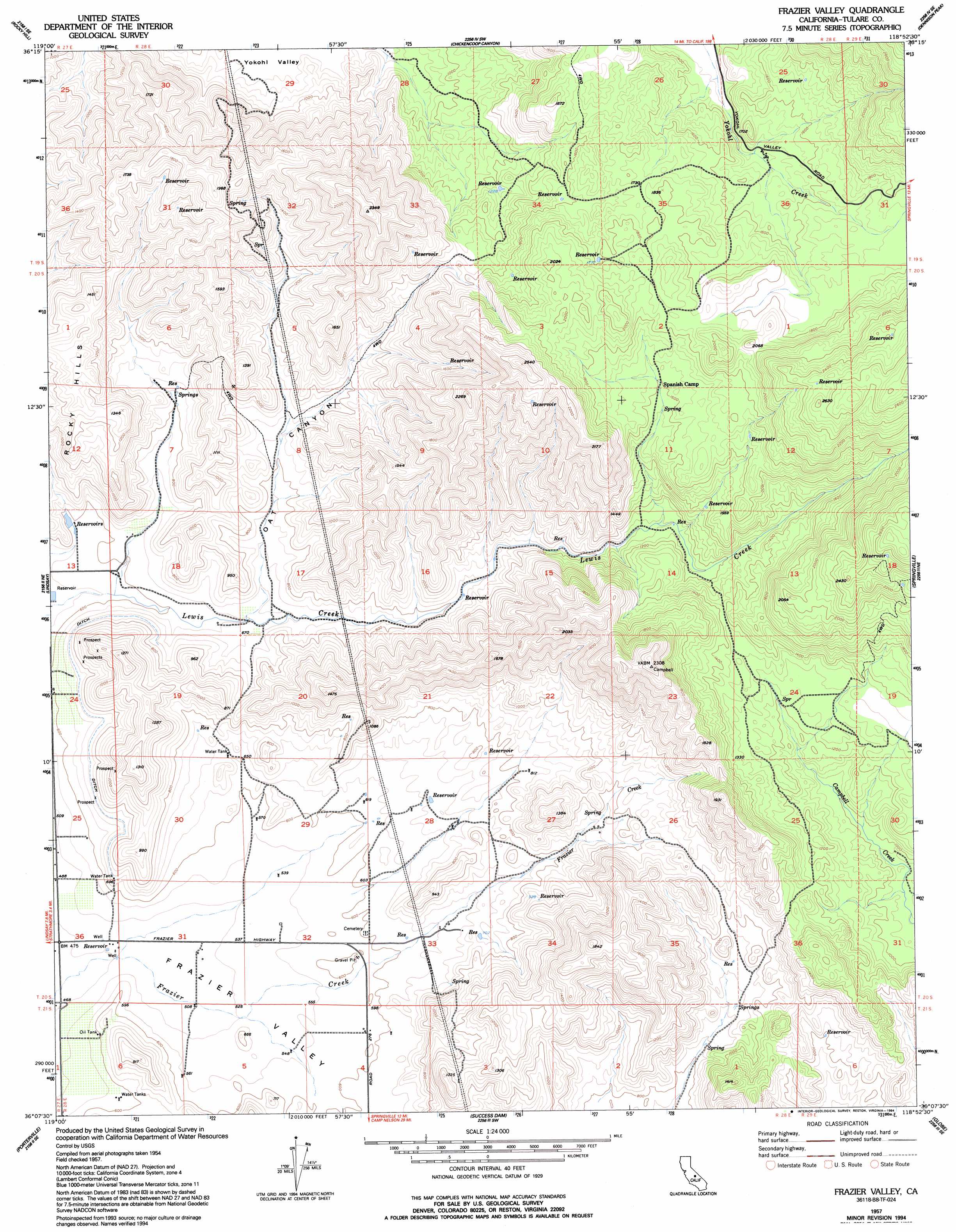 Frazier Valley topographic map, CA - USGS Topo Quad 36118b8