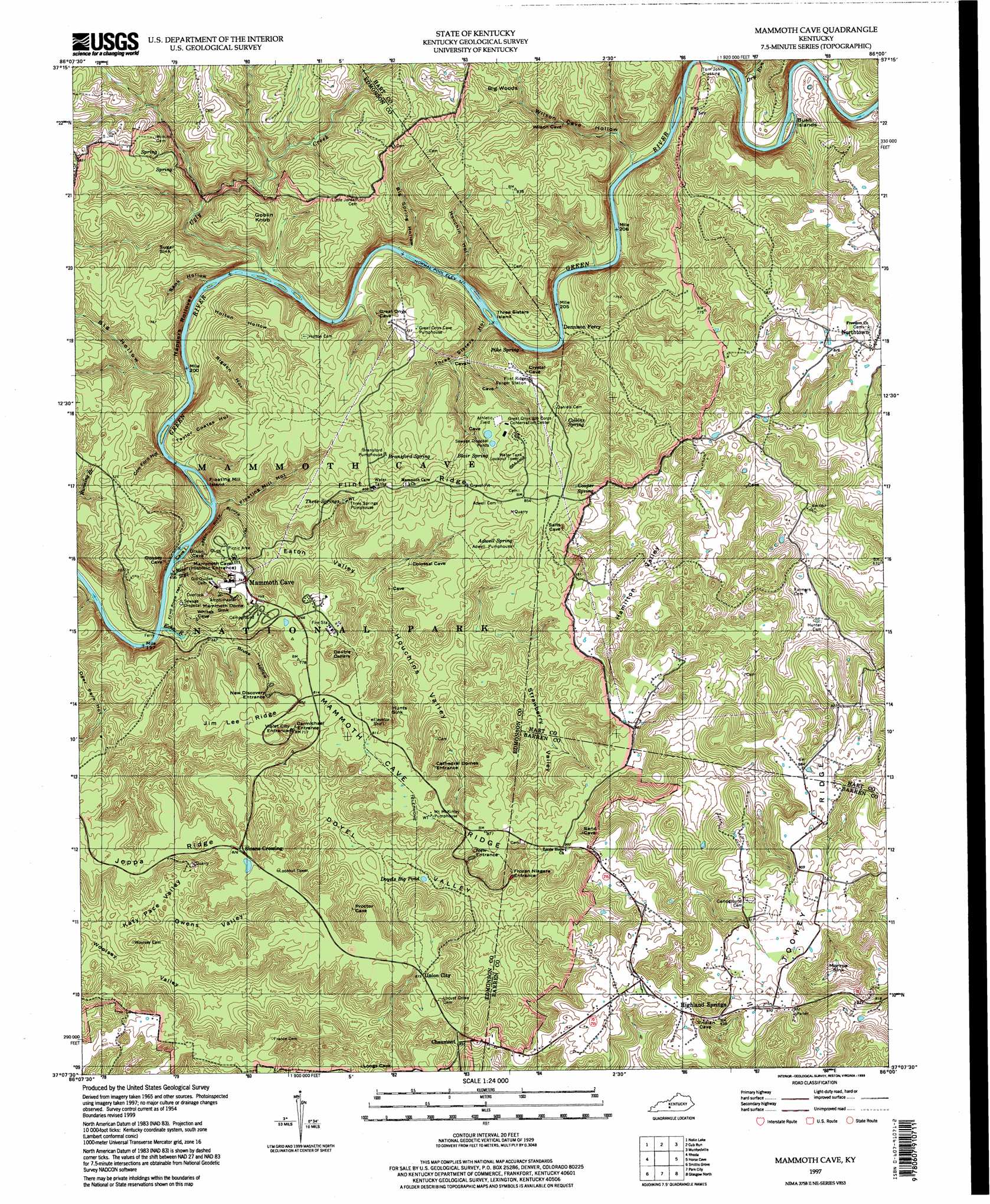 Mammoth Cave Topographic Map Ky Usgs Topo Quad 37086b1