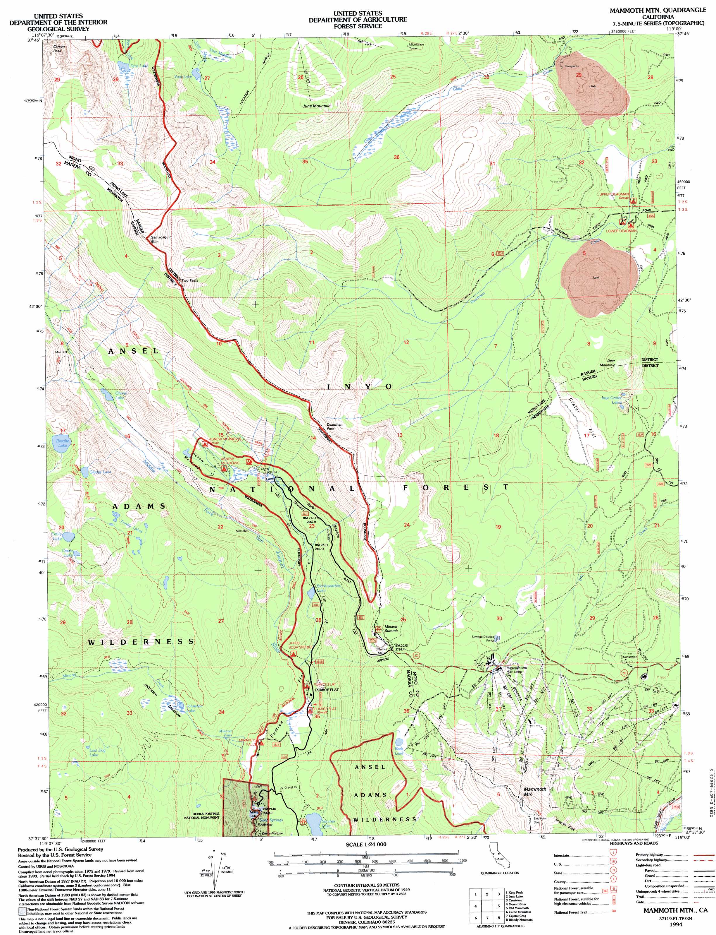 Mammoth Mountain Topographic Map Ca Usgs Topo Quad 37119f1