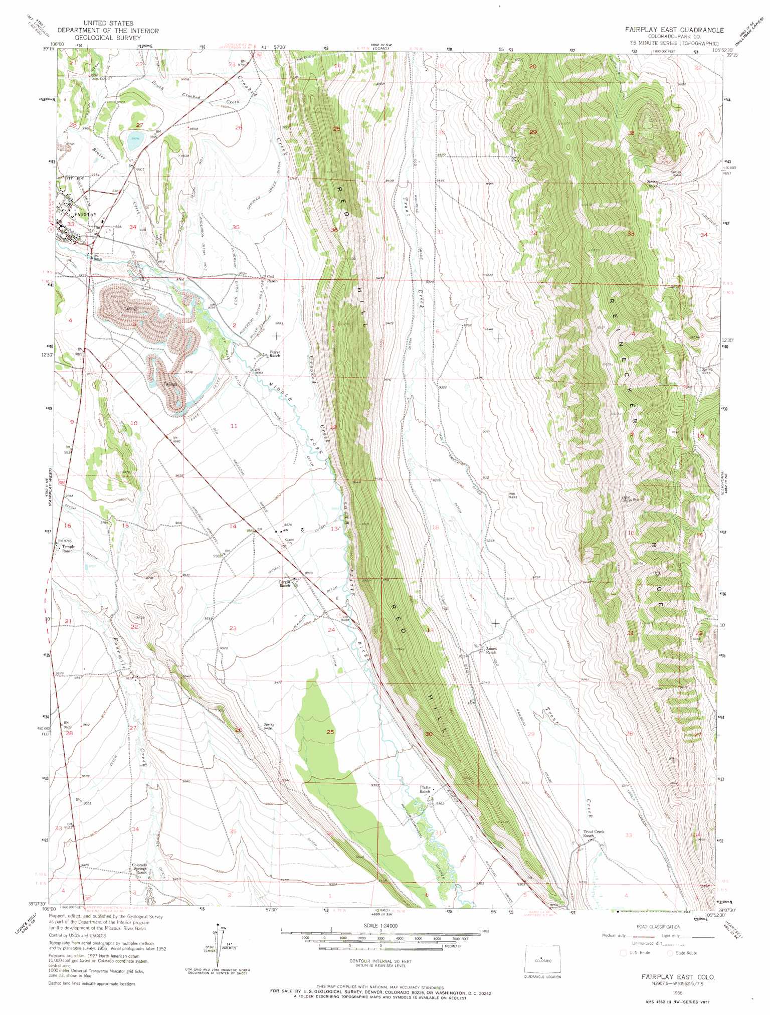 Fairplay East topographic map, CO - USGS Topo Quad 39105b8