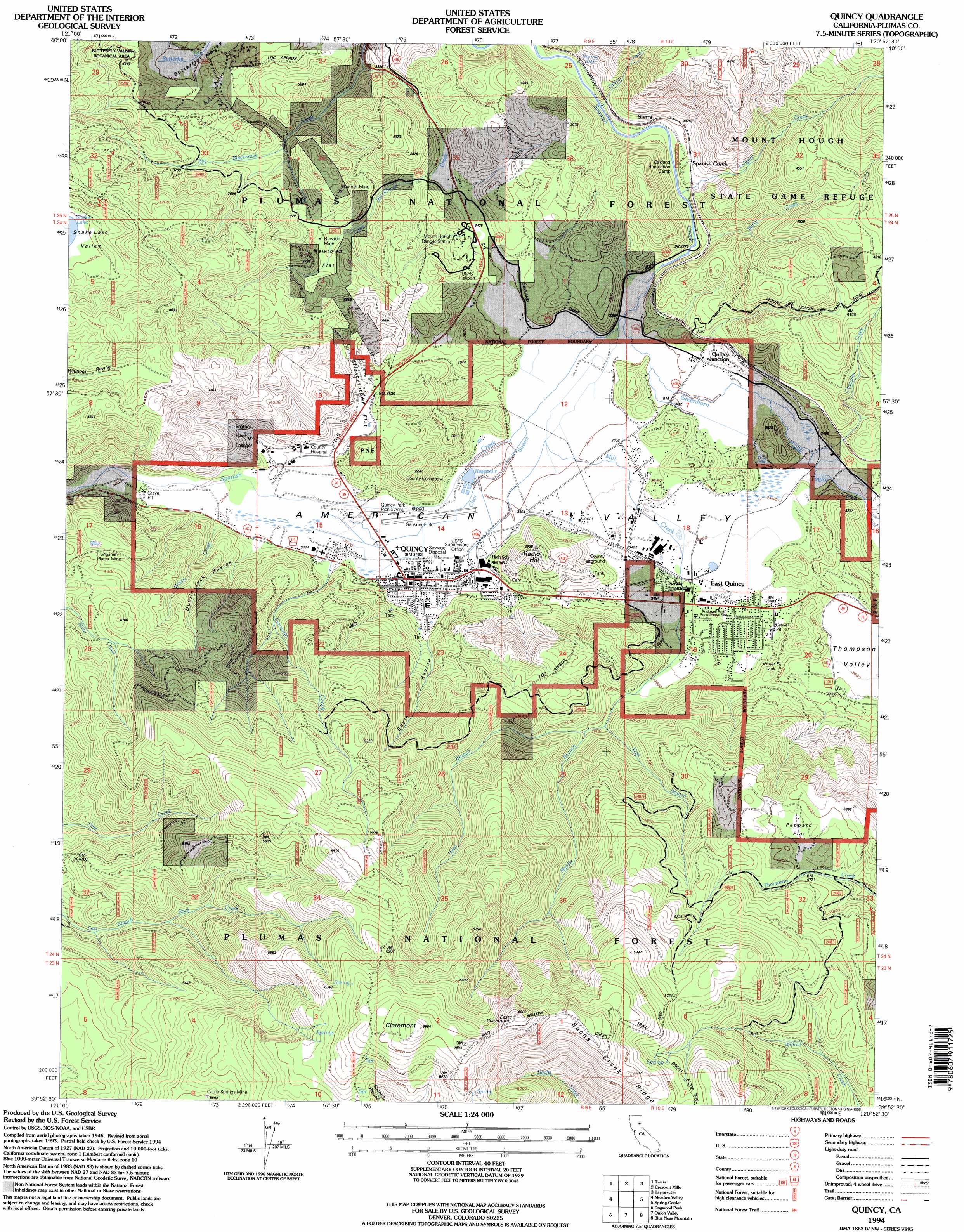 Quincy topographic map, CA - USGS Topo Quad 39120h8