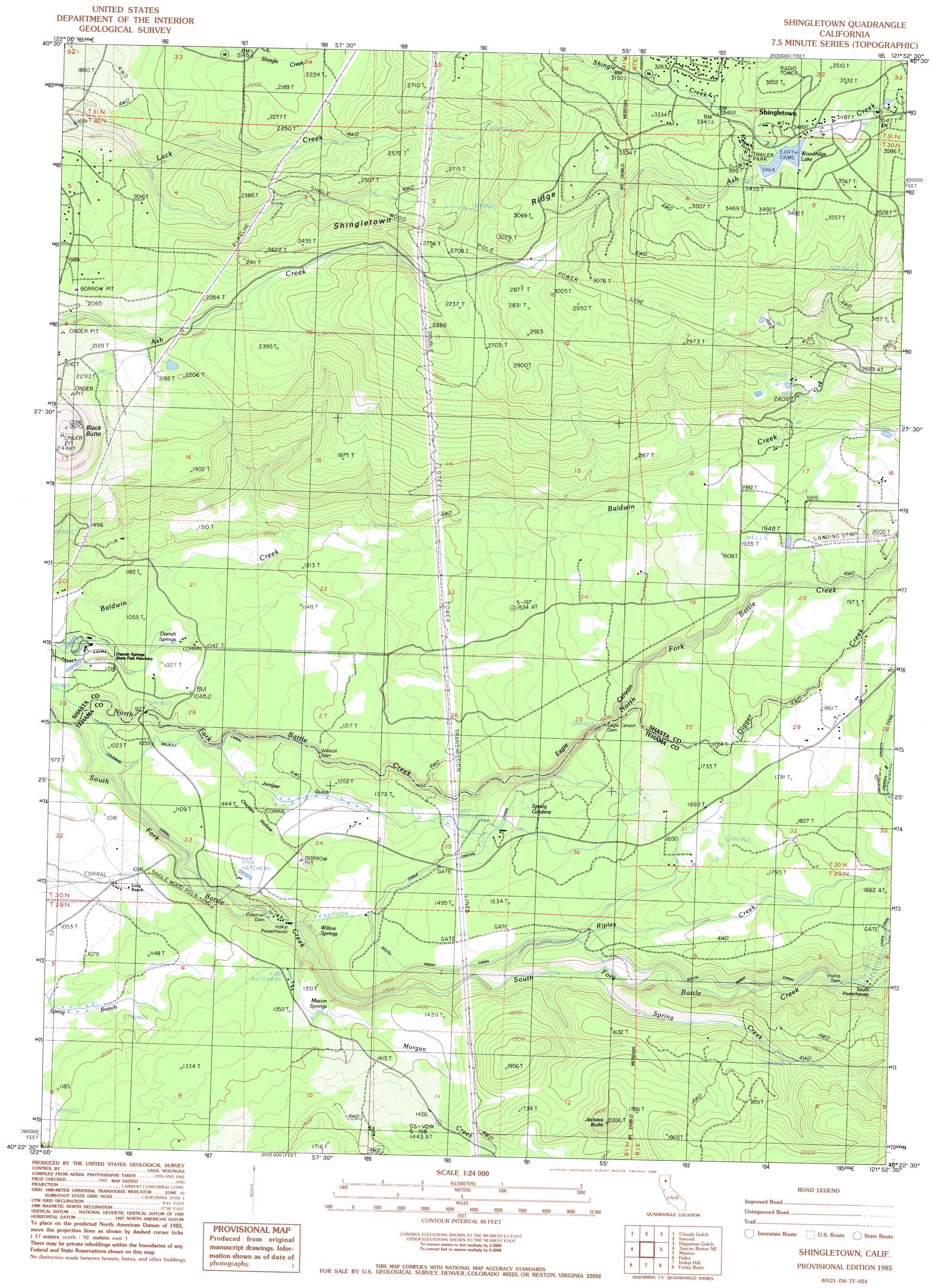 Shingletown topographic map, CA - USGS Topo Quad 40121d8