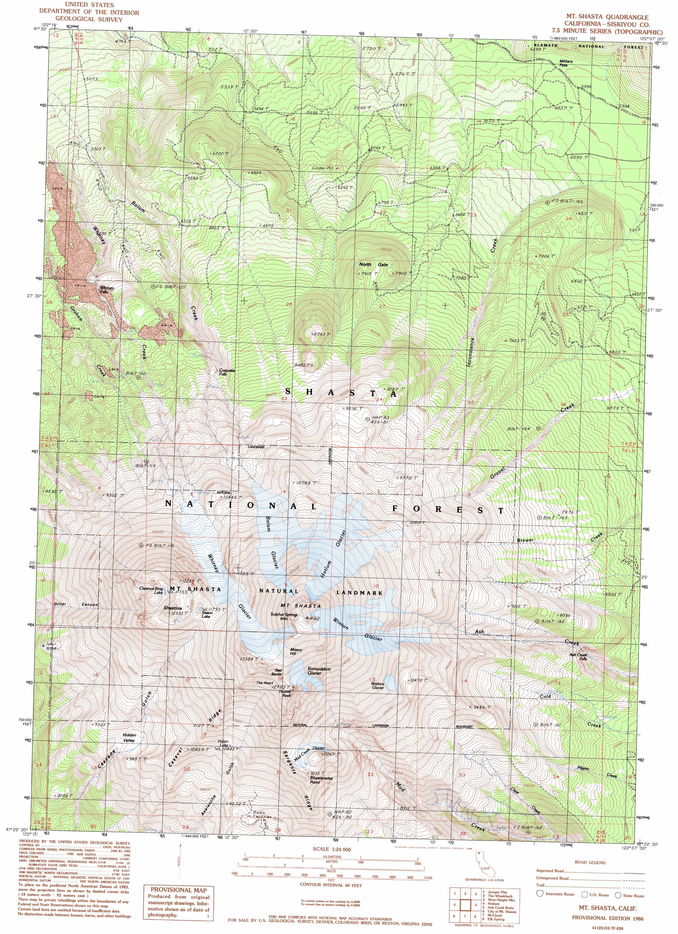 Mount Shasta Topographic Map Ca Usgs Topo Quad 41122d2