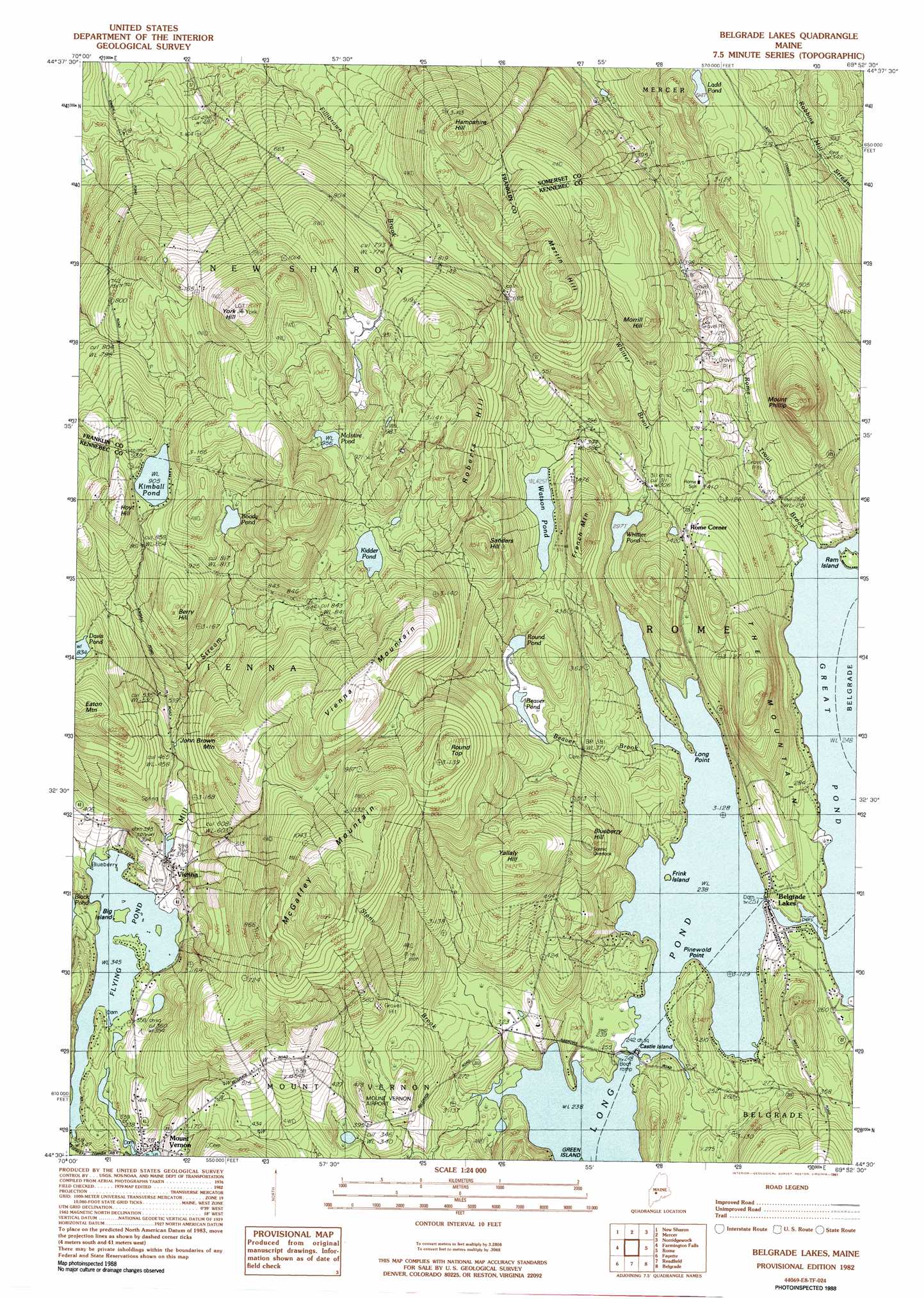 Belgrade Lakes Topographic Map Me Usgs Topo Quad 44069e8
