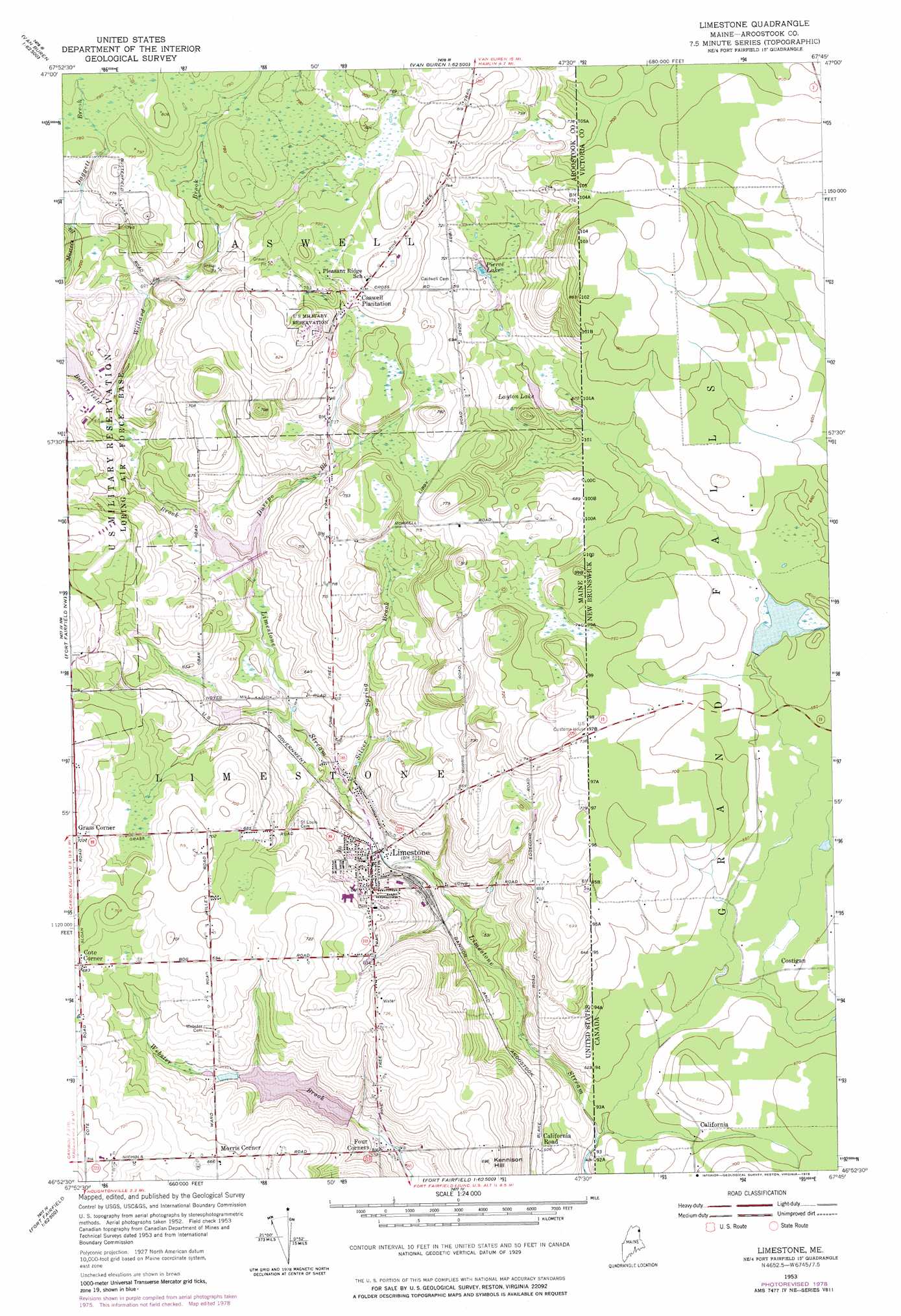 Limestone topographic map, ME - USGS Topo Quad 46067h7