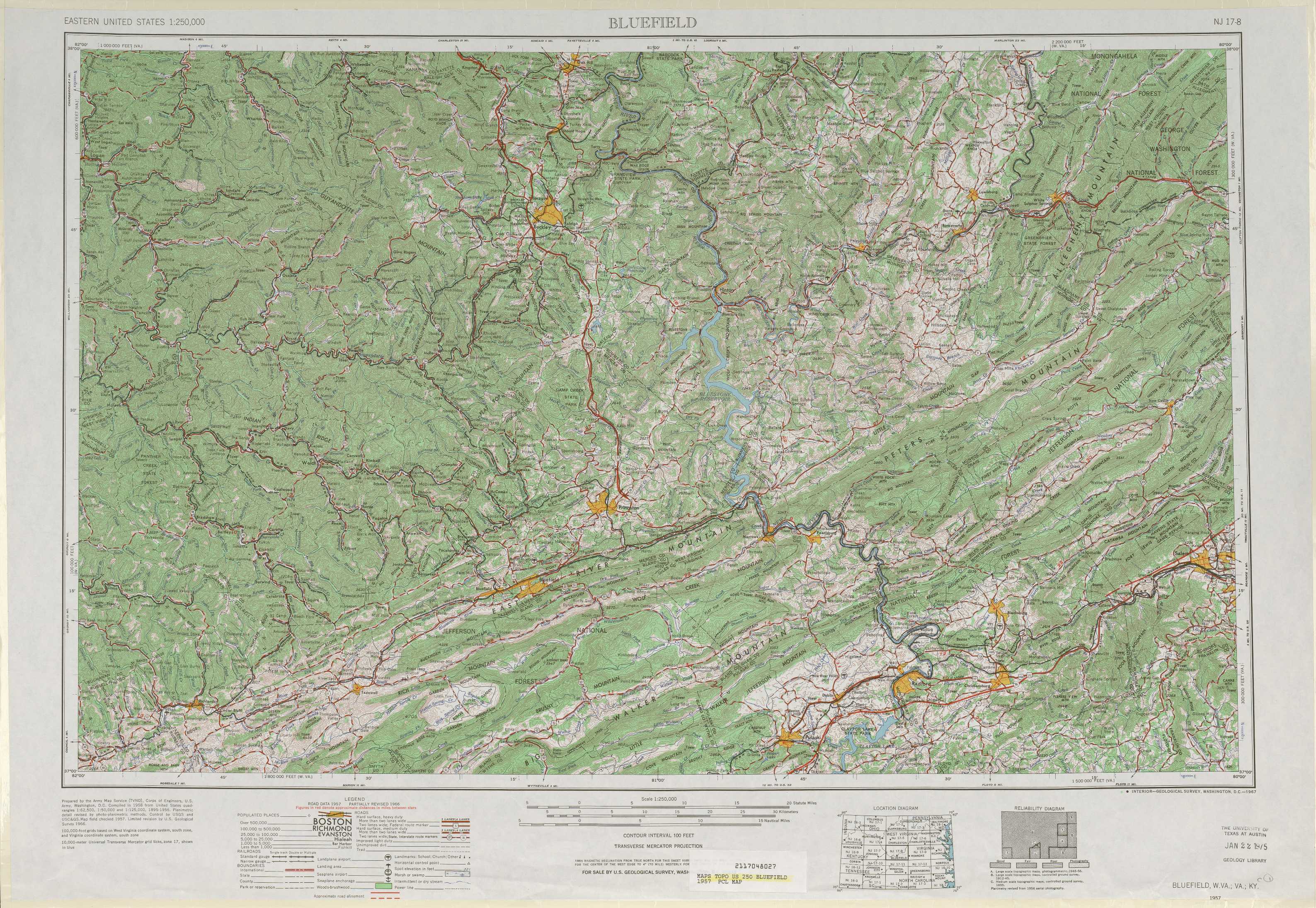Bluefield Topographic Maps Wv Va Ky Usgs Topo Quad 37080a1 At