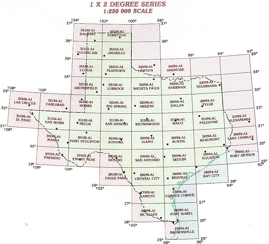 topographic maps of texas. Texas topo maps at 1:250000