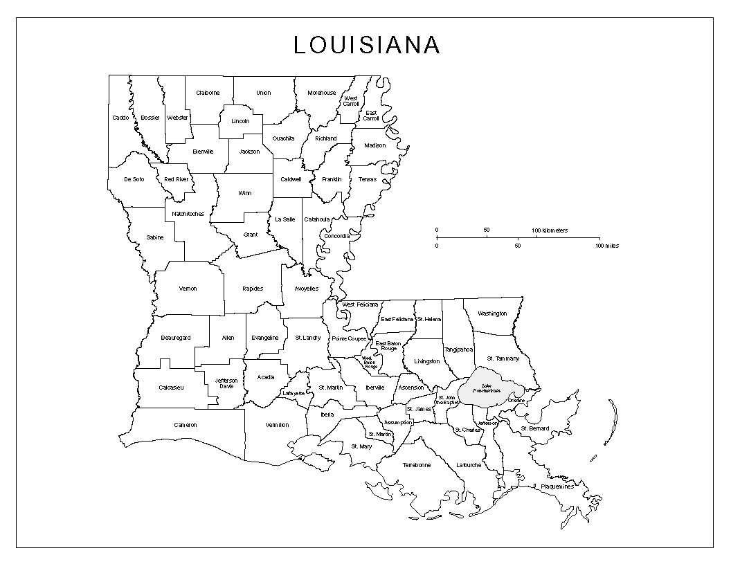Louisiana Map with Counties