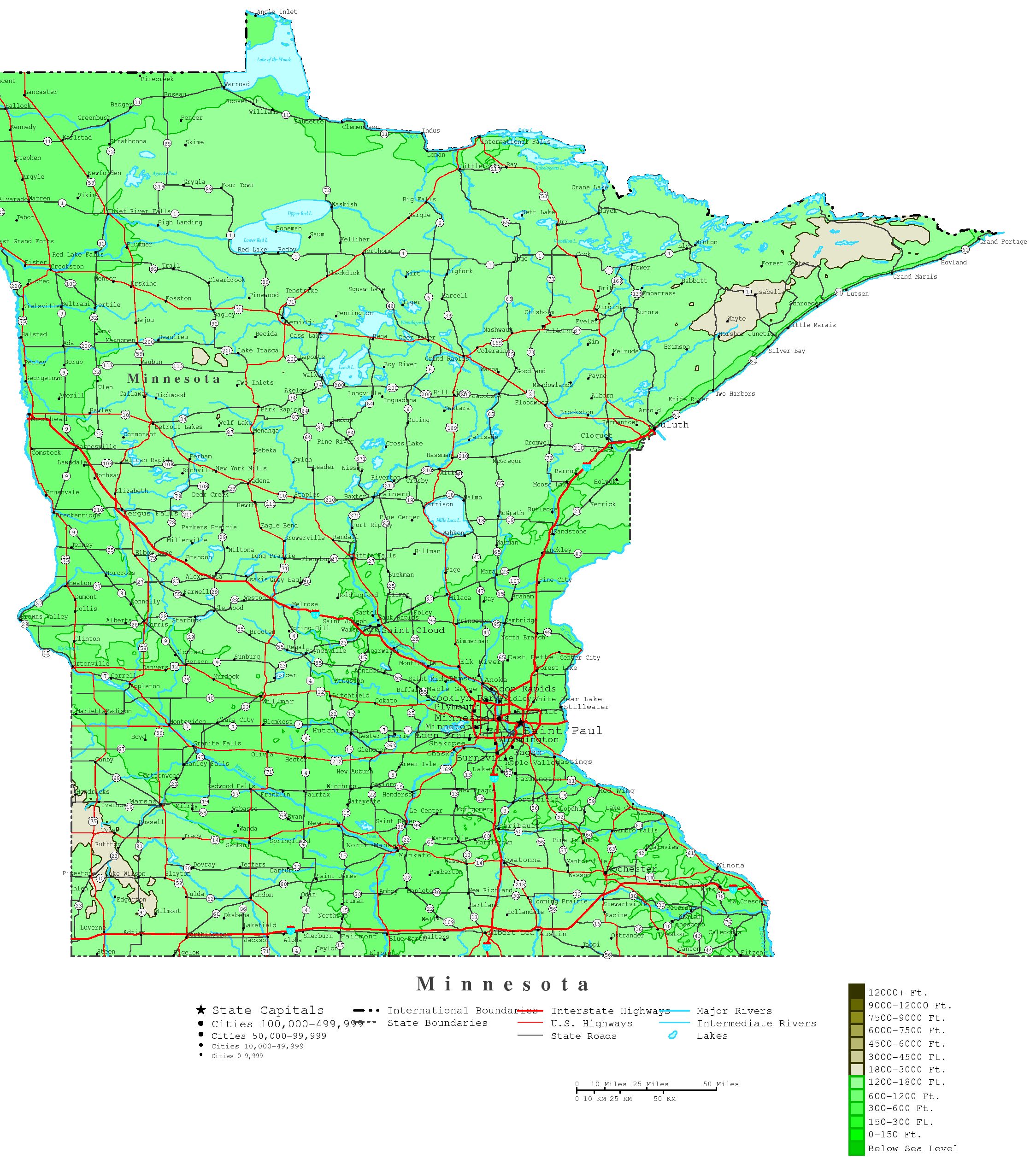 Contour Minnesota Map.