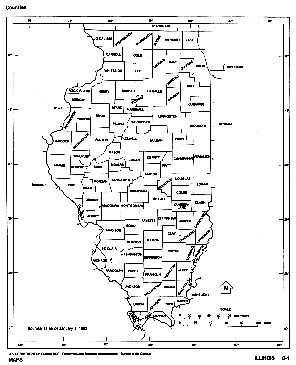 Printable IL County Map Printable Illinois Map Digital Download PDF