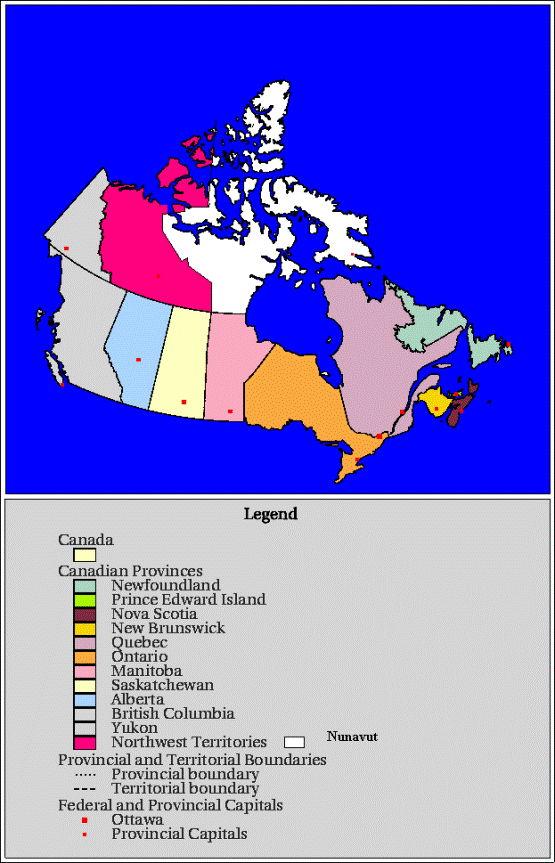 blank map of Canada provinces, CAN empty map