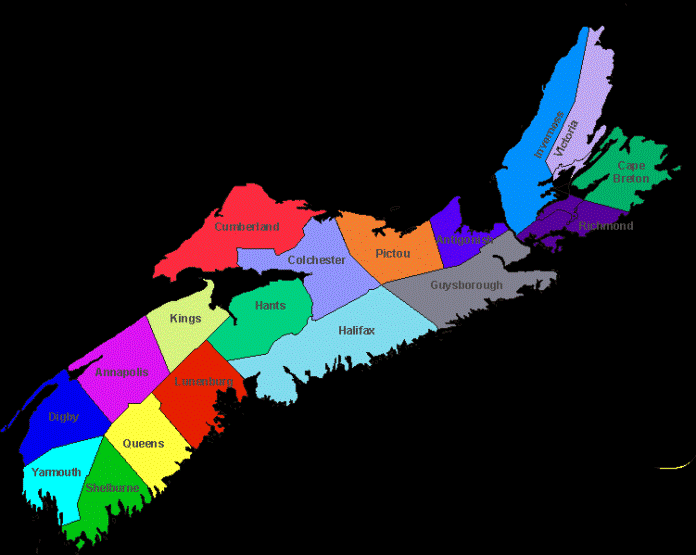 blank map of Nova Scotia province, NS empty map