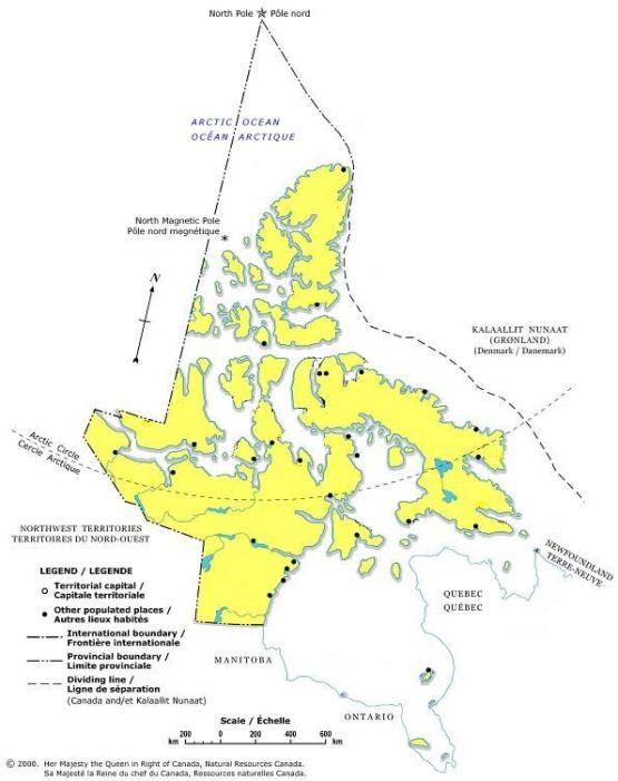 blank map of Nunavut territory, NU outline map